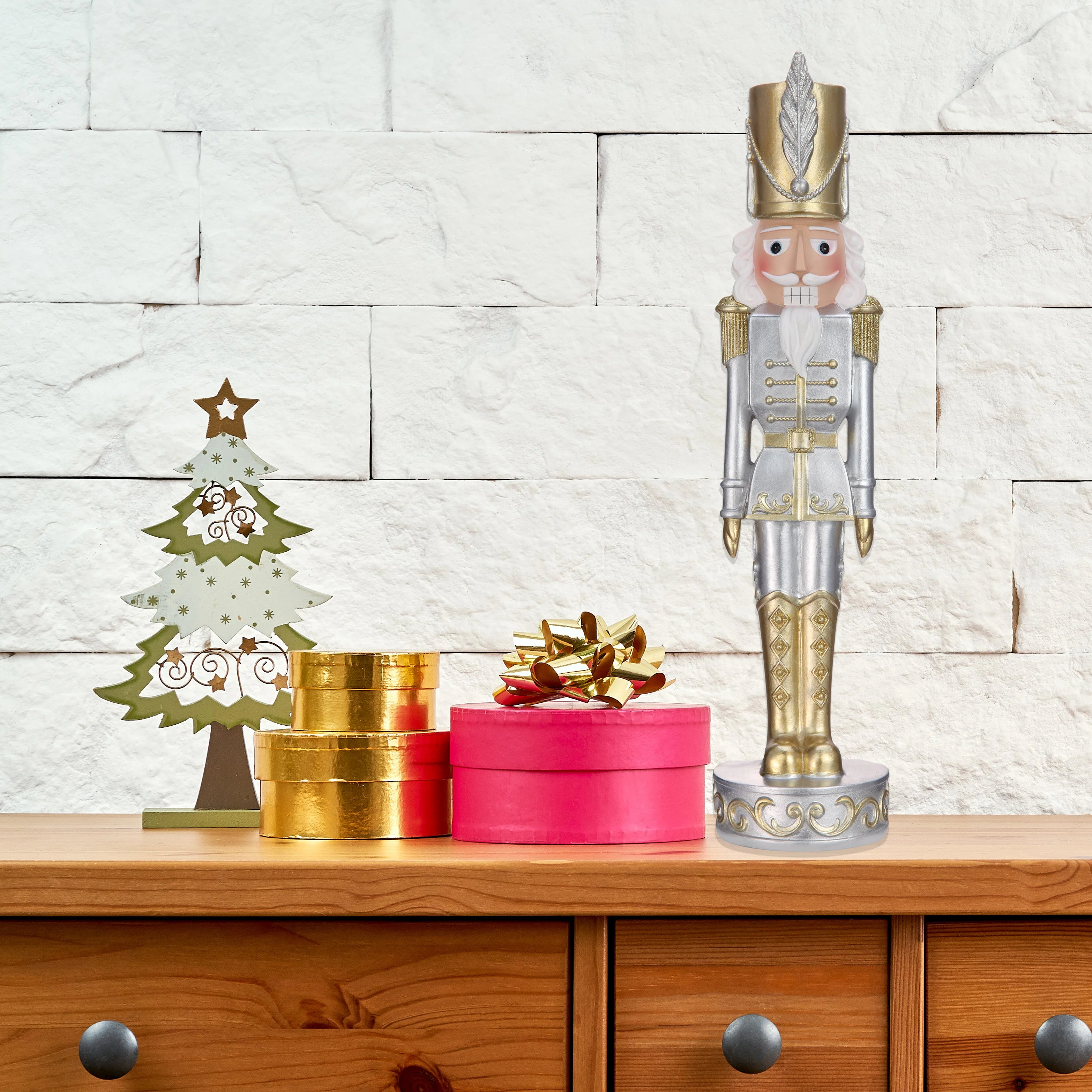 12.75 Inch Gold and Silver Decorative Christmas Nutcracker - Image 4