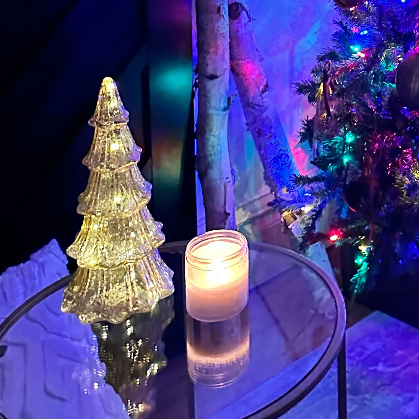14 Inch Lighted Mercury Glass Christmas Tree (Gold or Silver) - Image 10