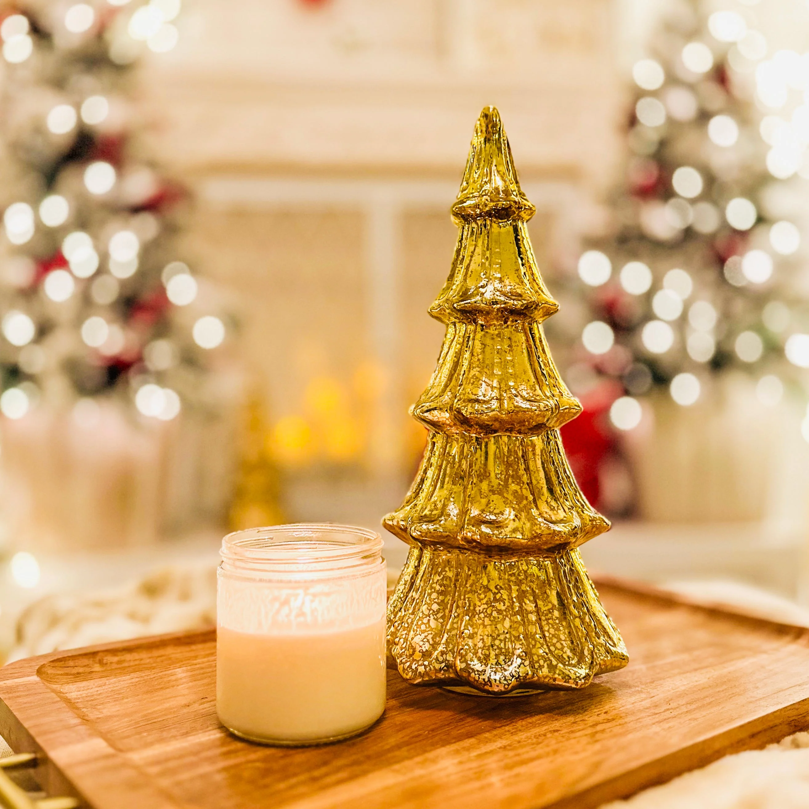 14 Inch Lighted Mercury Glass Christmas Tree (Gold or Silver) - Image 6