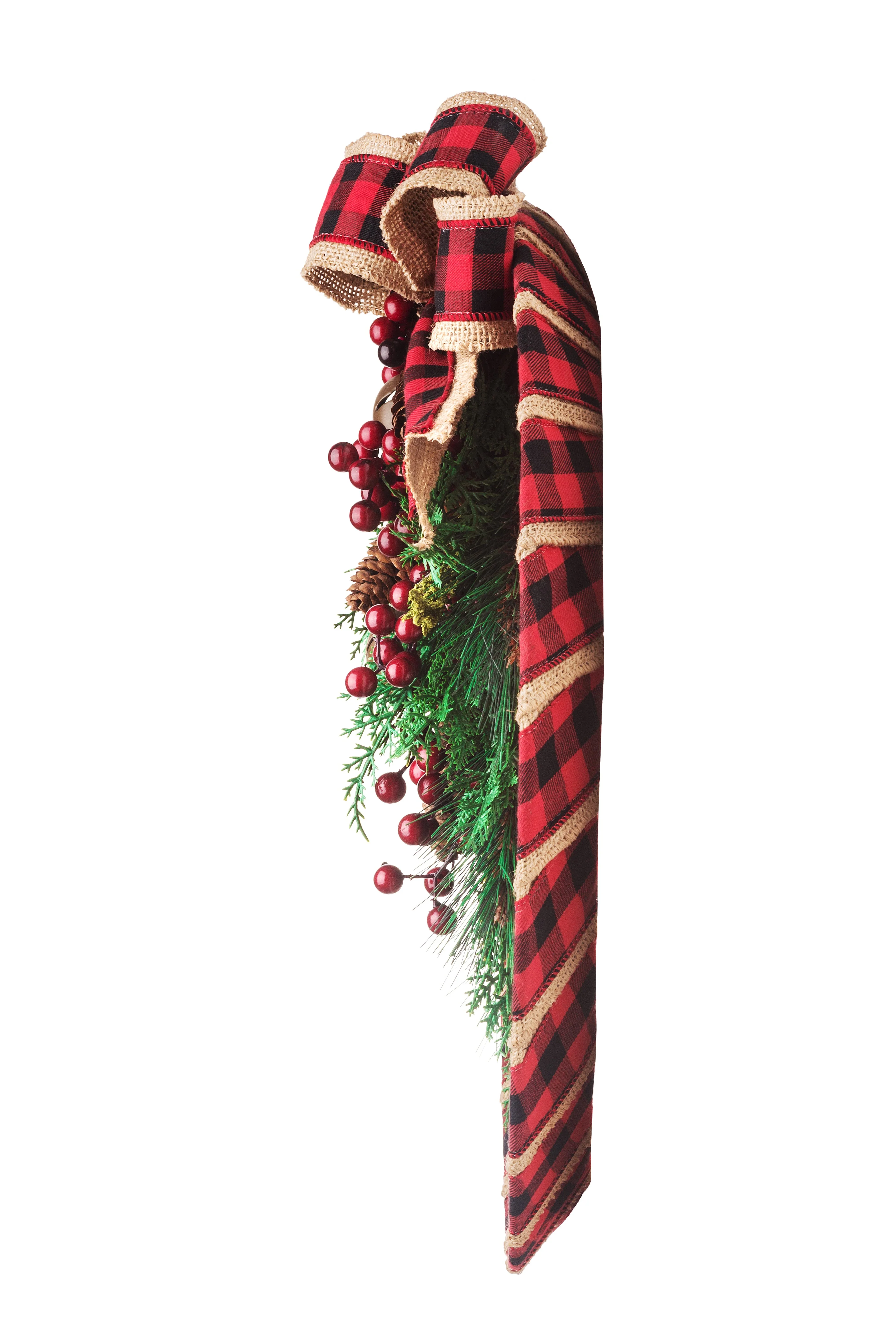 18 Inch Buffalo Check Homespun Christmas Wreath - Image 3