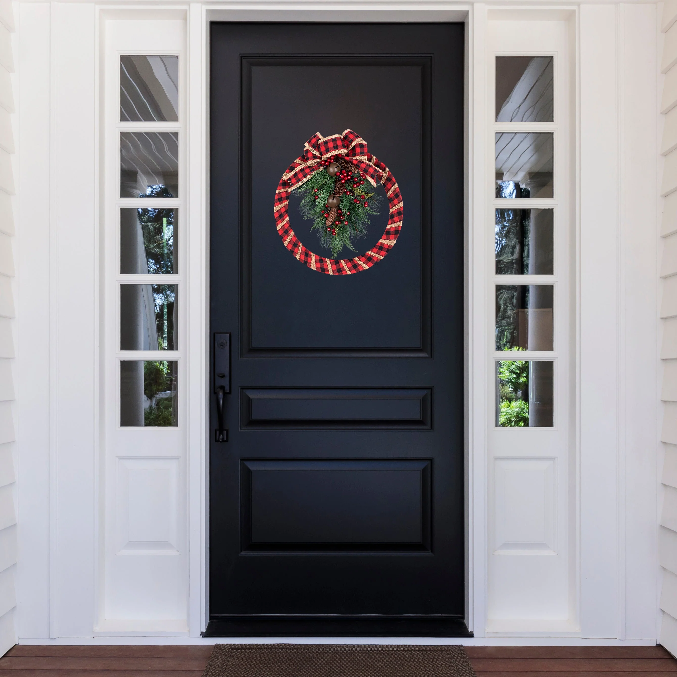 18 Inch Buffalo Check Homespun Christmas Wreath - Image 5