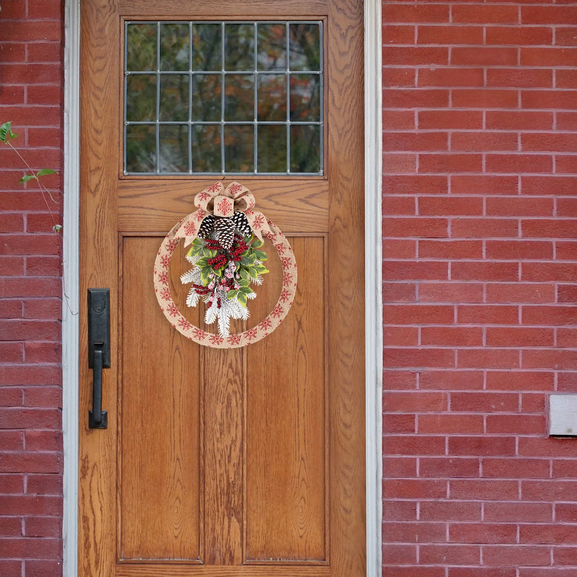 18 Inch Snowflake Homespun Christmas Wreath - Image 6
