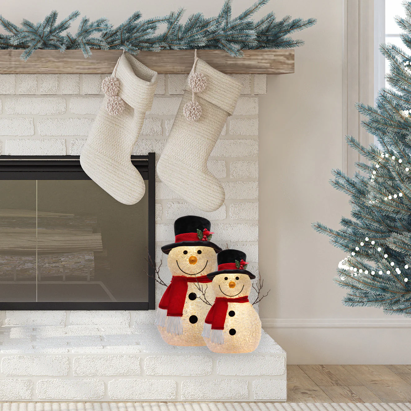 17 Inch Spun Acrylic Snowman with LED Lights - Image 5