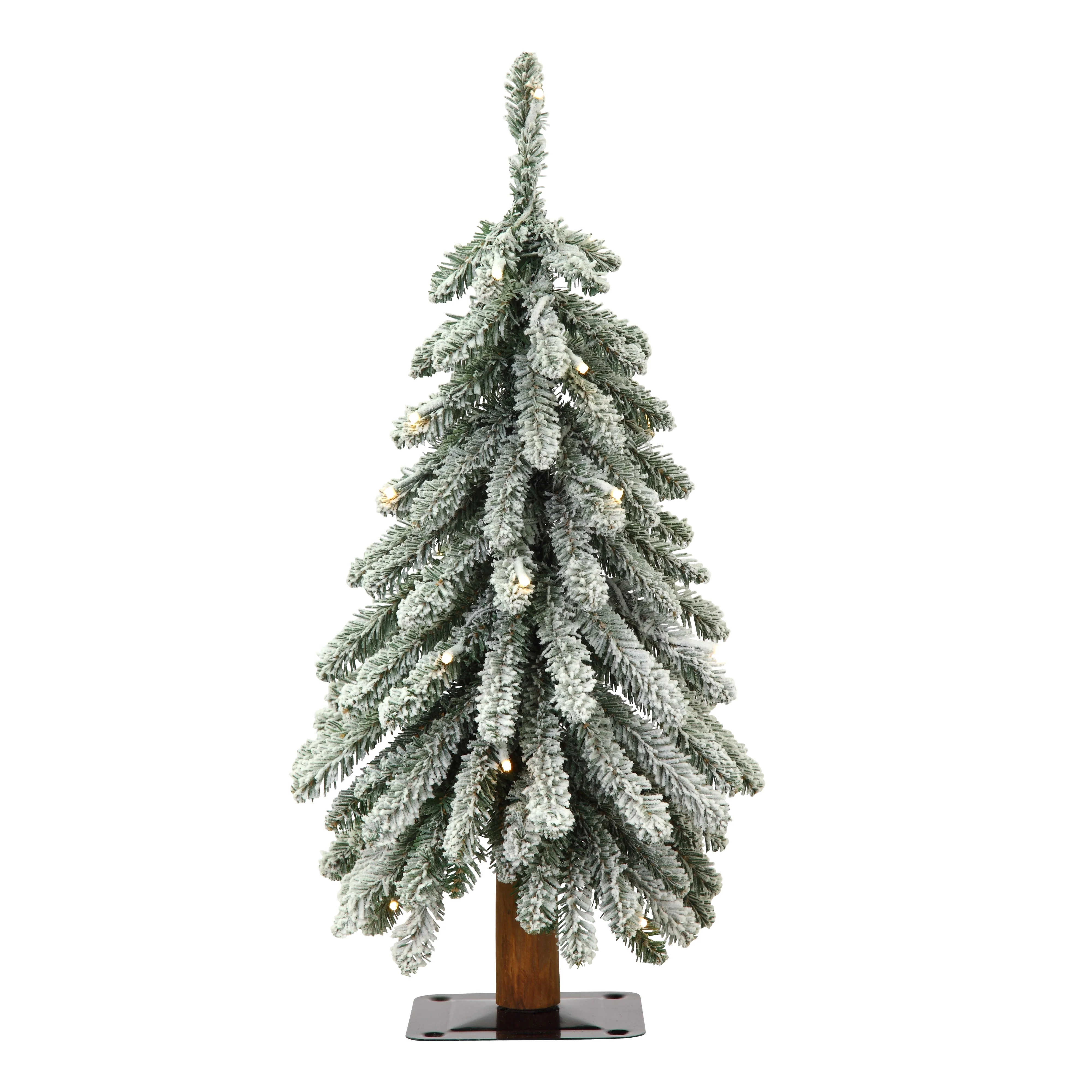 2 Foot Lightly Flocked Alpine Tree with Warm White LED Lights and Timer - Image 8