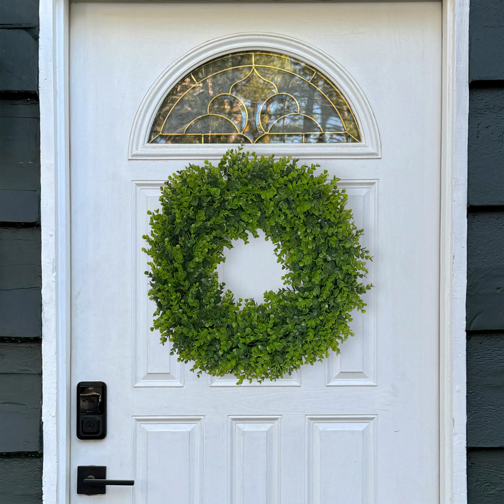 24 Inch Premium Artificial Boxwood Wreath - 100% Recycled Plastic & Natural Grapevine - Image 5