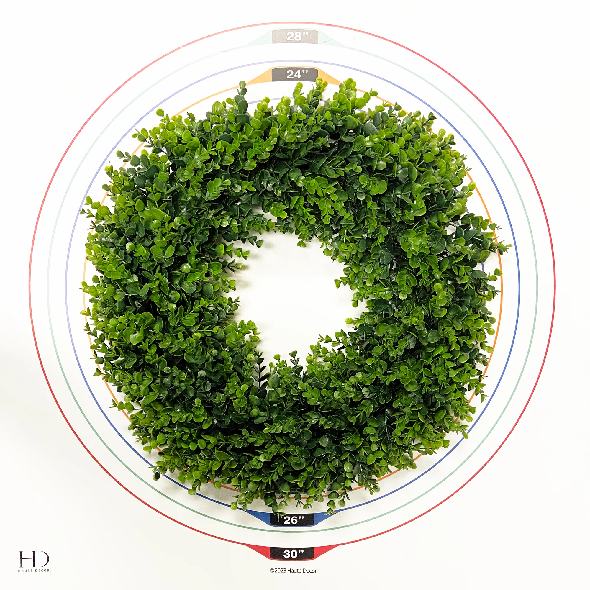 24 Inch Premium Artificial Boxwood Wreath - 100% Recycled Plastic & Natural Grapevine - Image 7
