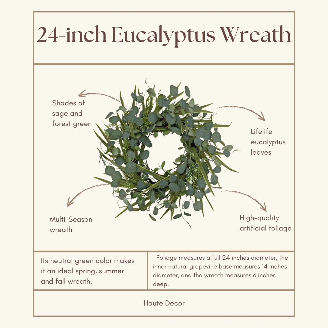 24 Inch Eucalyptus Wreath - Image 3