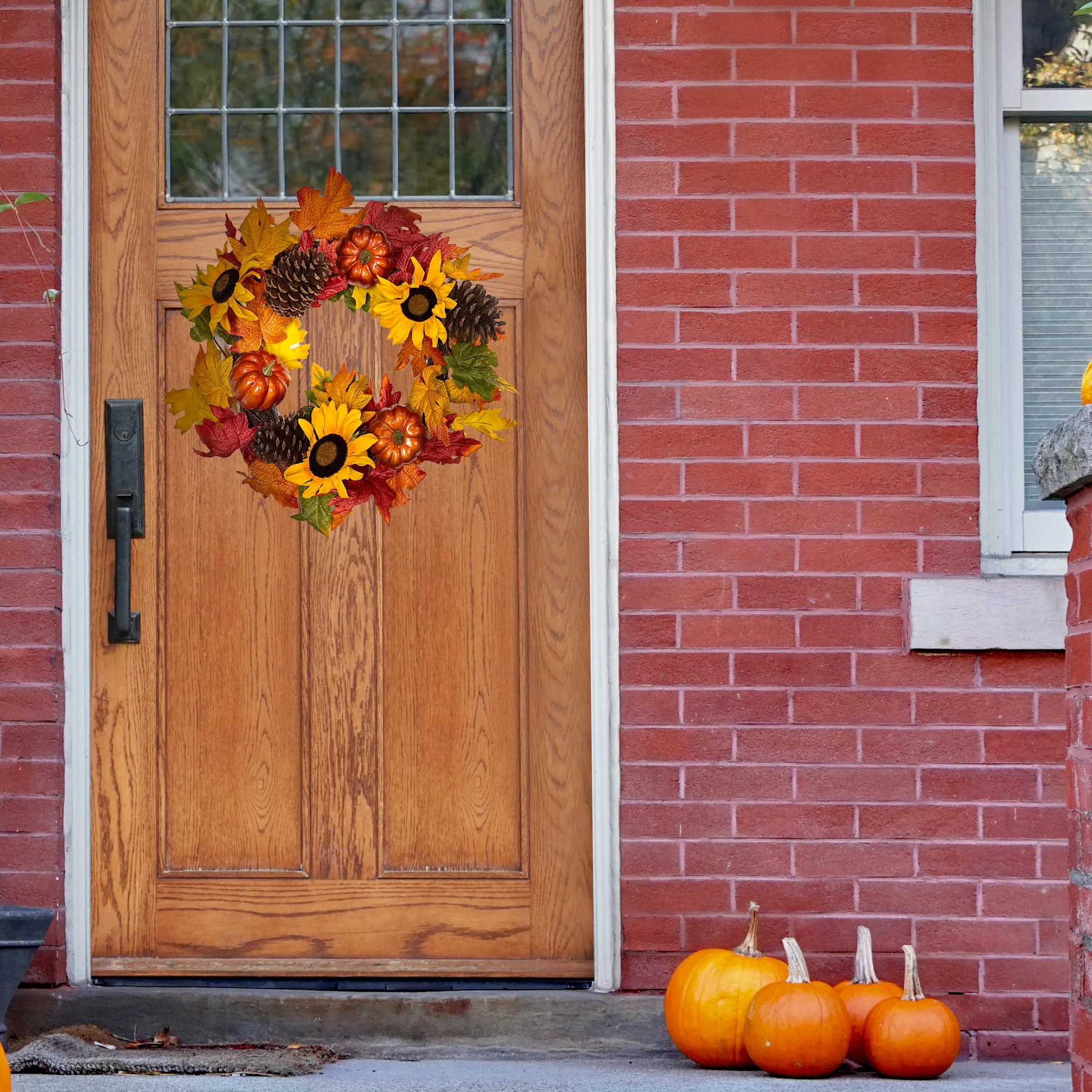24 Inch Fall Sunflower Artificial Wreath - Image 3