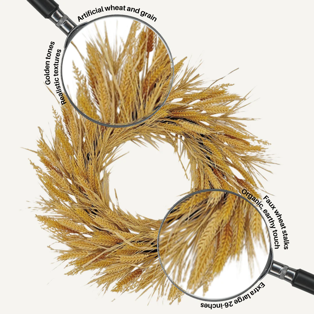 26 Inch Harvest Wheat Wreath - Image 3