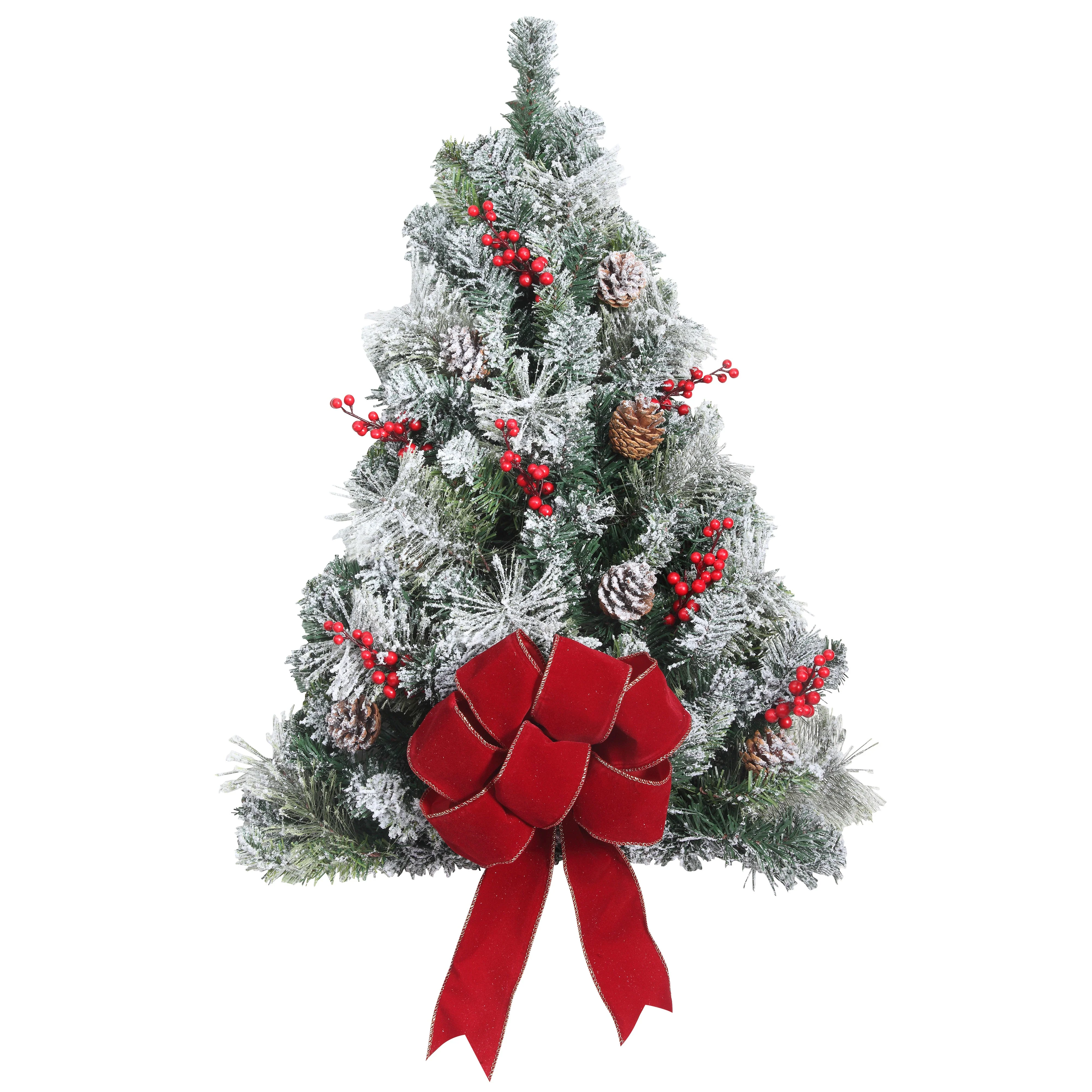 28 Inch Pre-lit Flocked Easy Hang Christmas Wall Tree - Image 3
