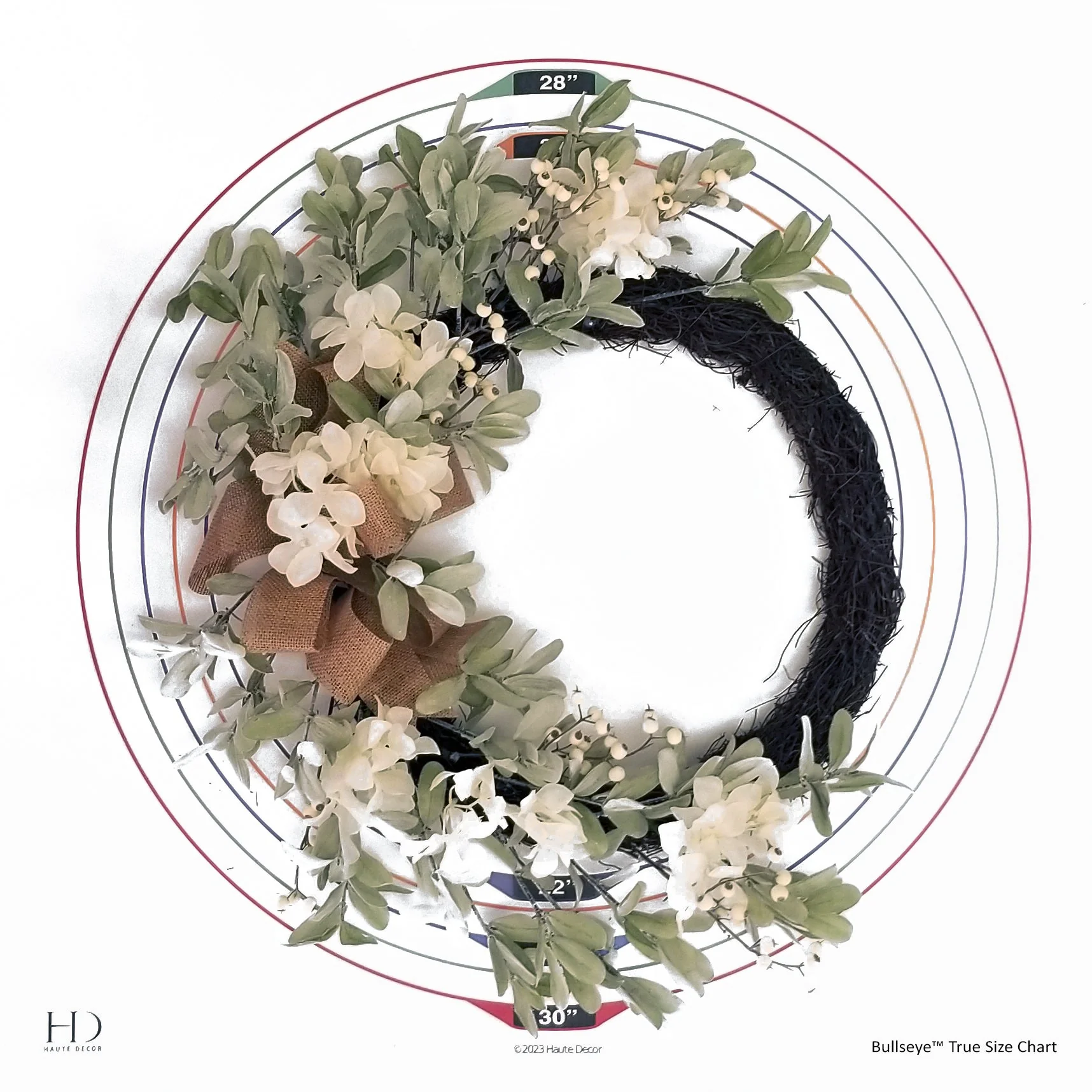 28 Inch Round Grapevine Hydrangea Wreath - Image 4