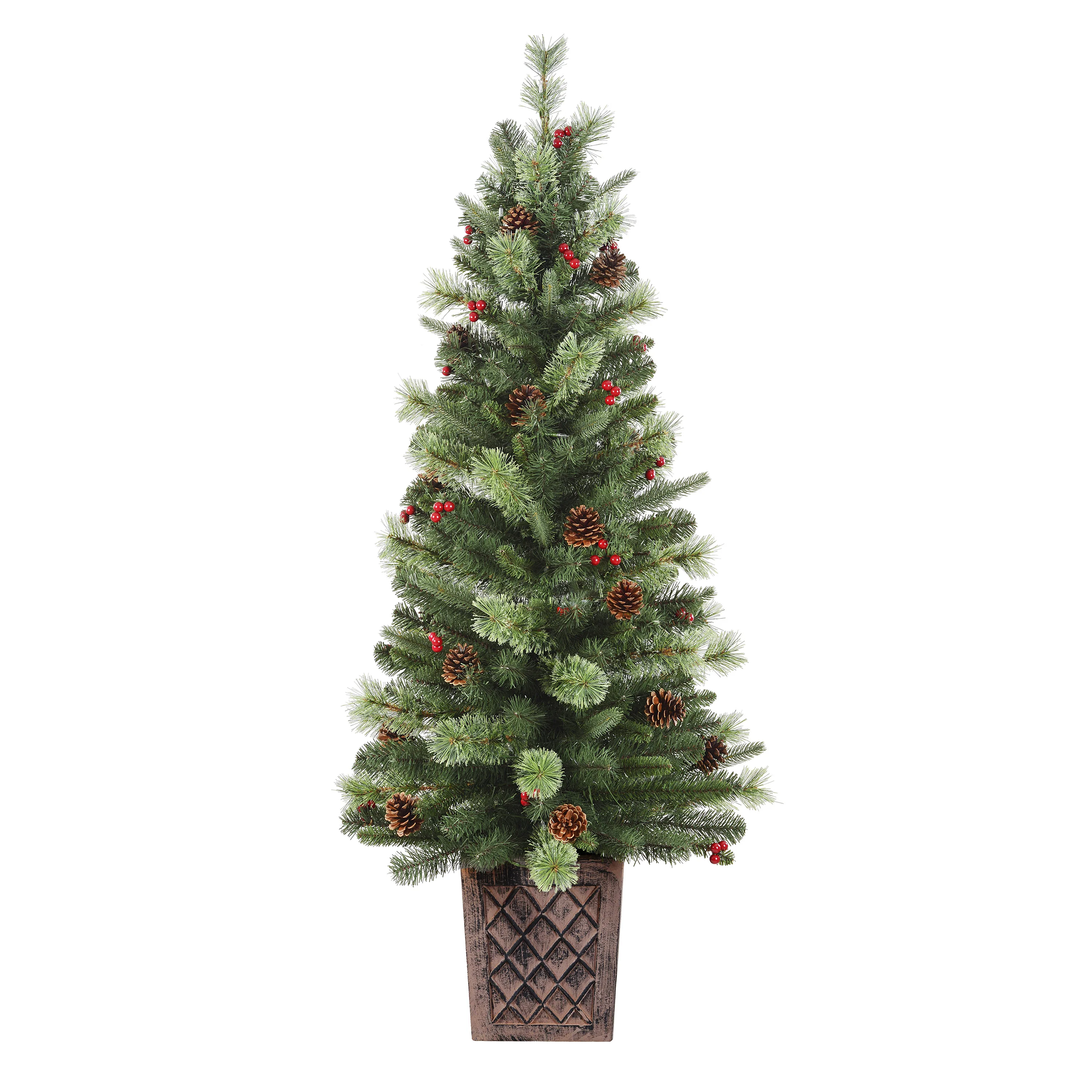 4.5 Foot Pre-Lit Evergreen Potted Porch Tree - Image 5