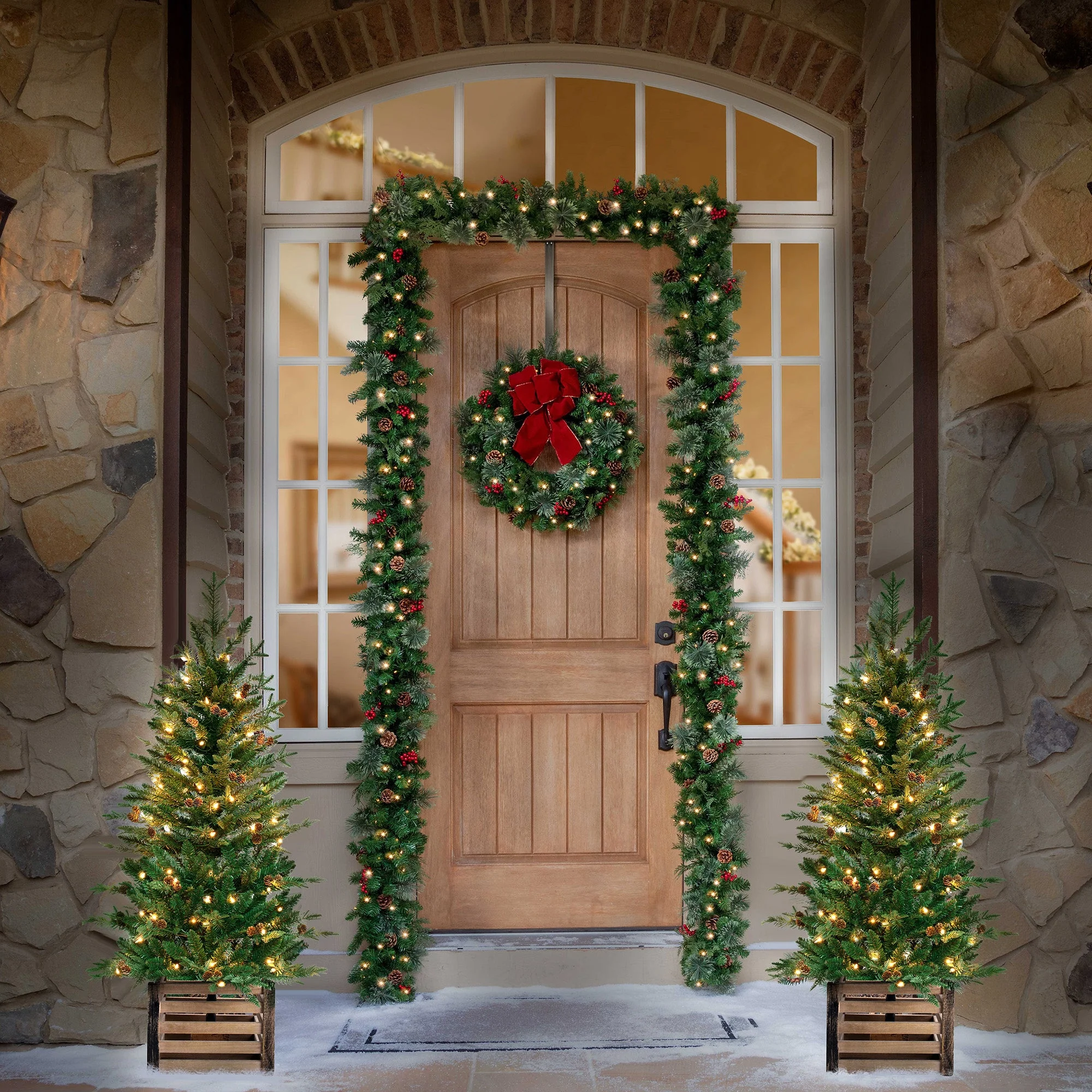 4 Foot Pre-lit Asheville Artificial Fir Christmas Potted Tree - Image 3