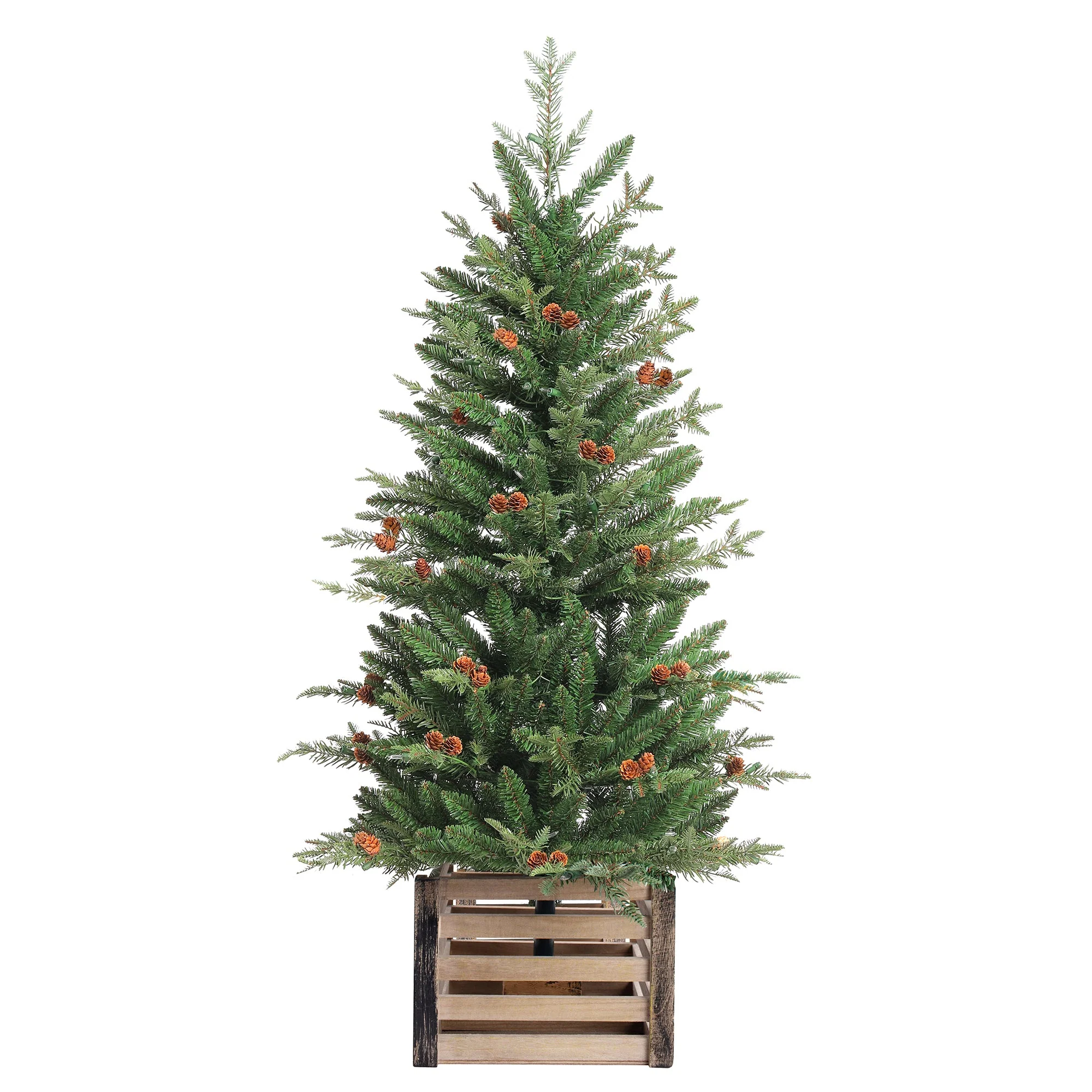 4 Foot Pre-lit Asheville Artificial Fir Christmas Potted Tree - Image 7
