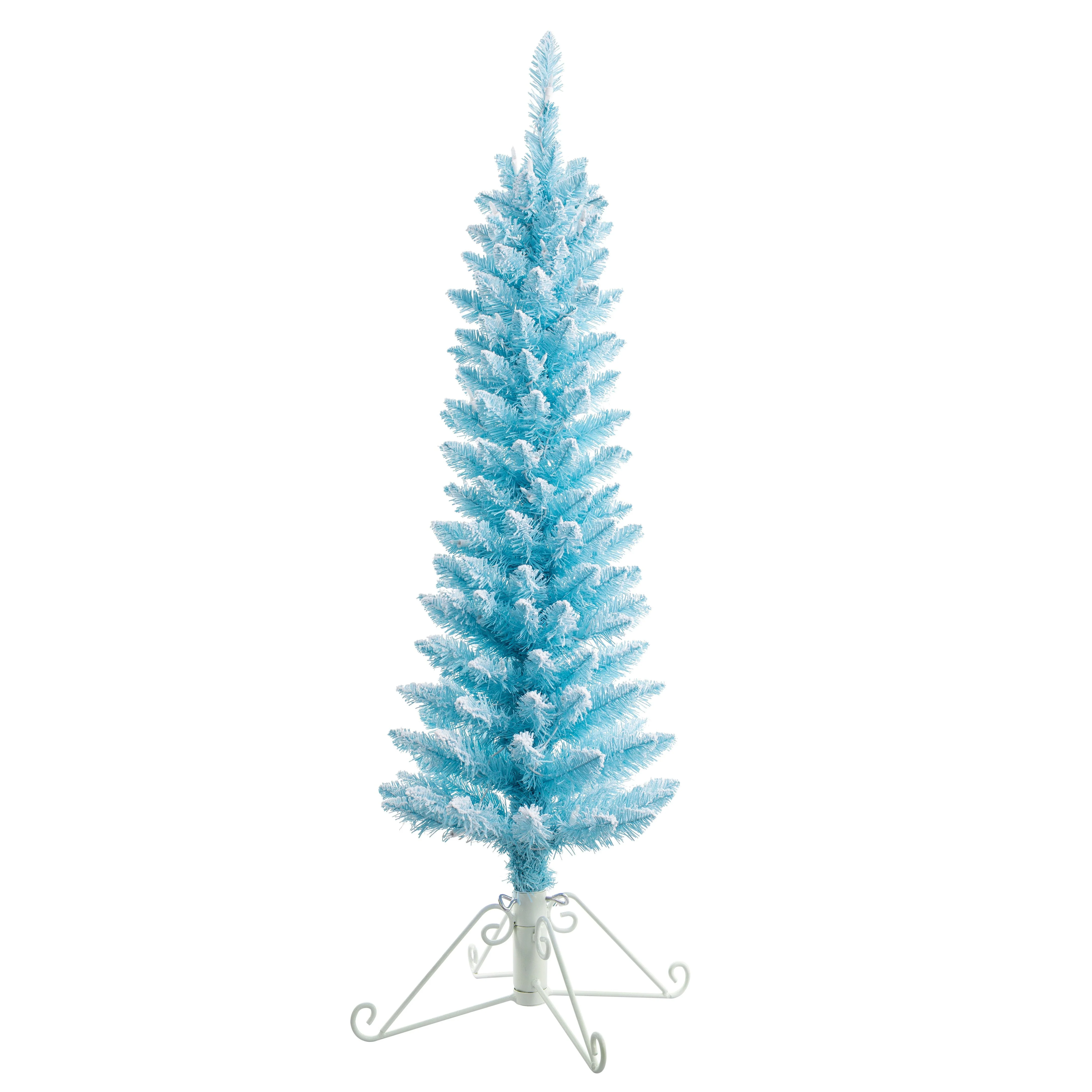 4 Foot Prelit Blue Cotton Candy Flocked Fir Christmas Tree - Image 5