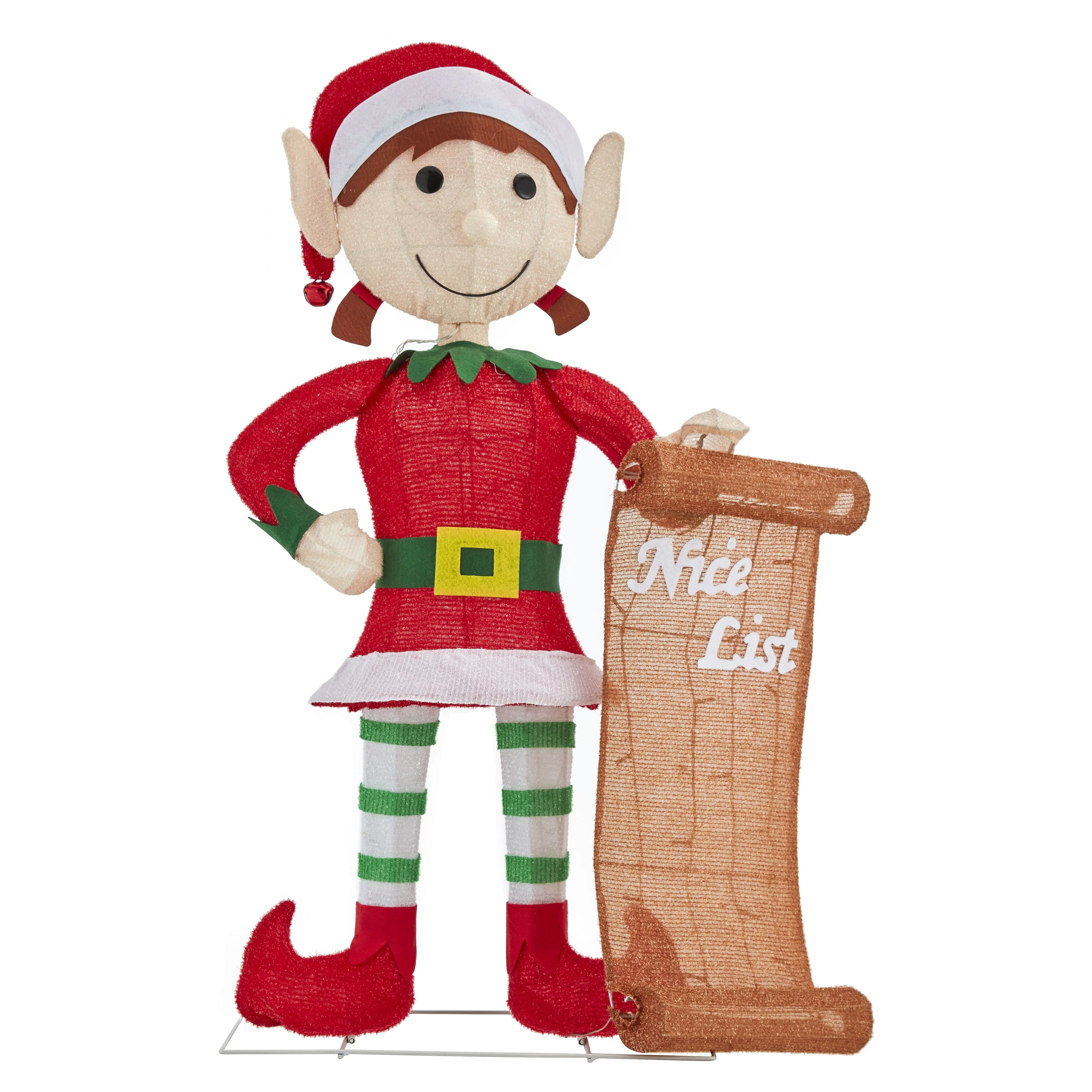 42 Inch Christmas Girl Elf with Santa's Nice List Outdoor Lighted Christmas Yard Decor - Image 3