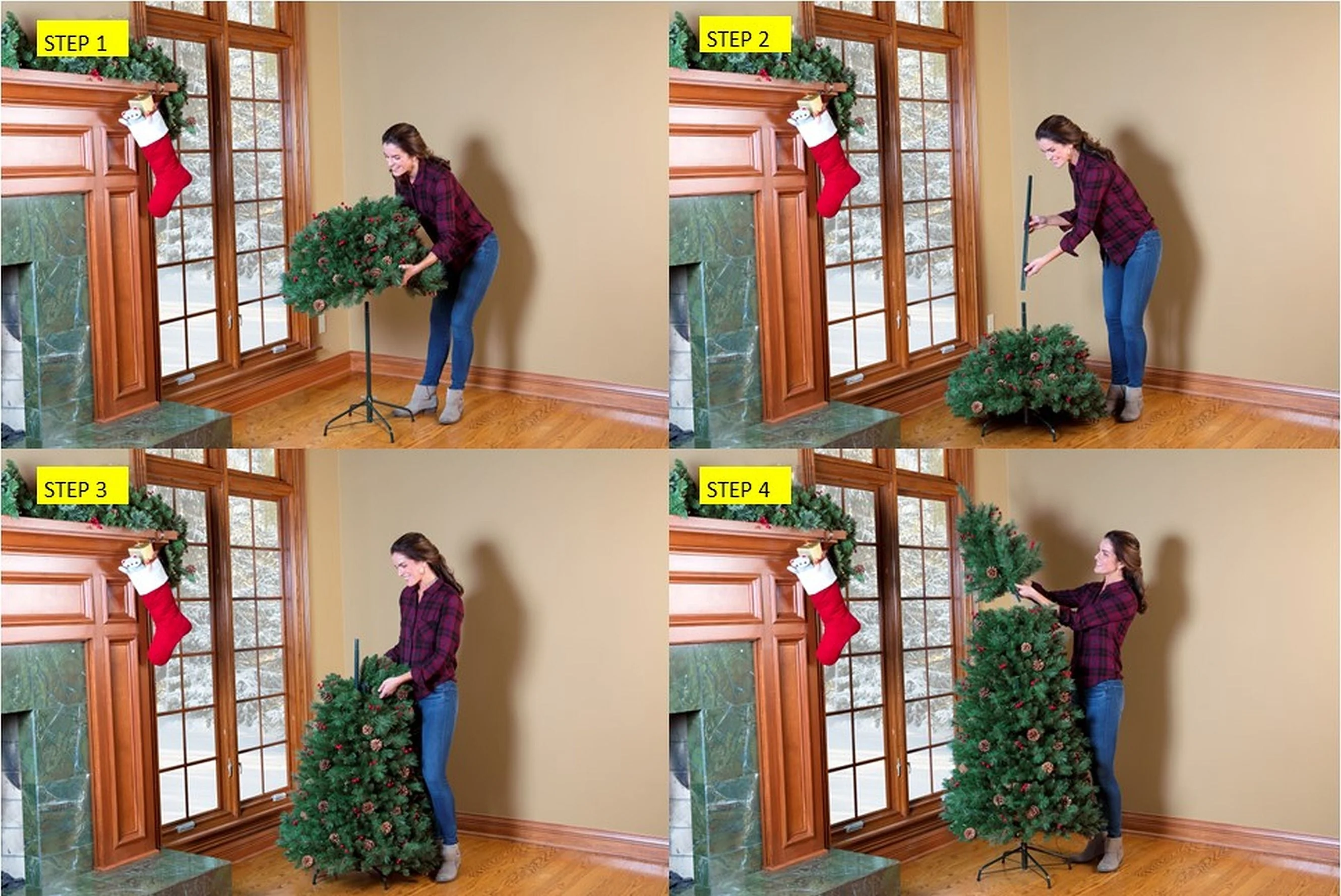 6.5 Foot Newbury Easy Assemble Pull-Up Flocked Christmas Tree - Image 4