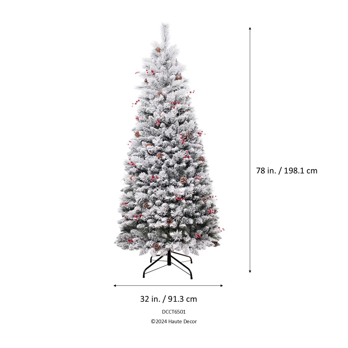 6.5 Foot Newbury Easy Assemble Pull-Up Flocked Christmas Tree - Image 5
