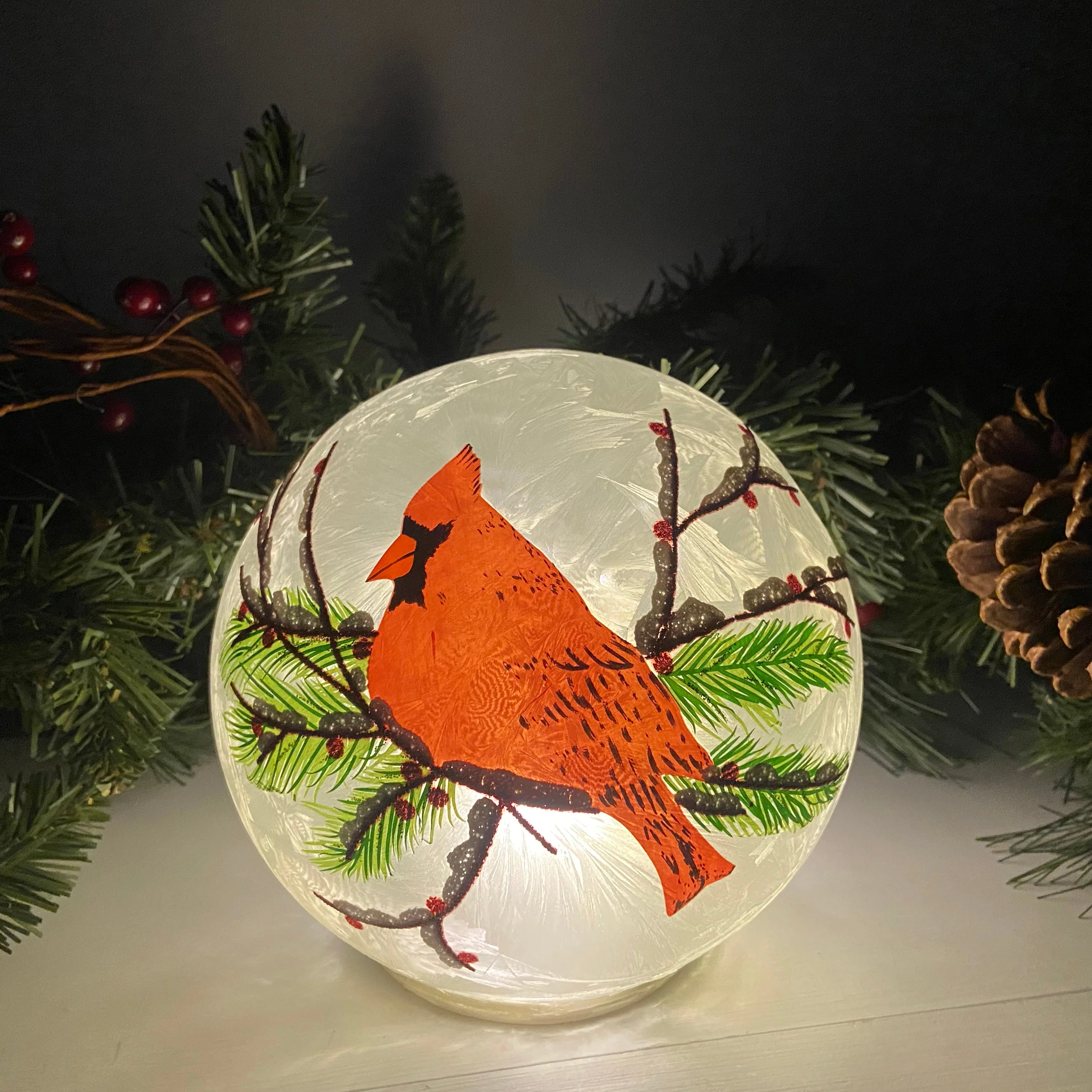 6 Inch Diameter Cardinal Christmas Globe - Image 4