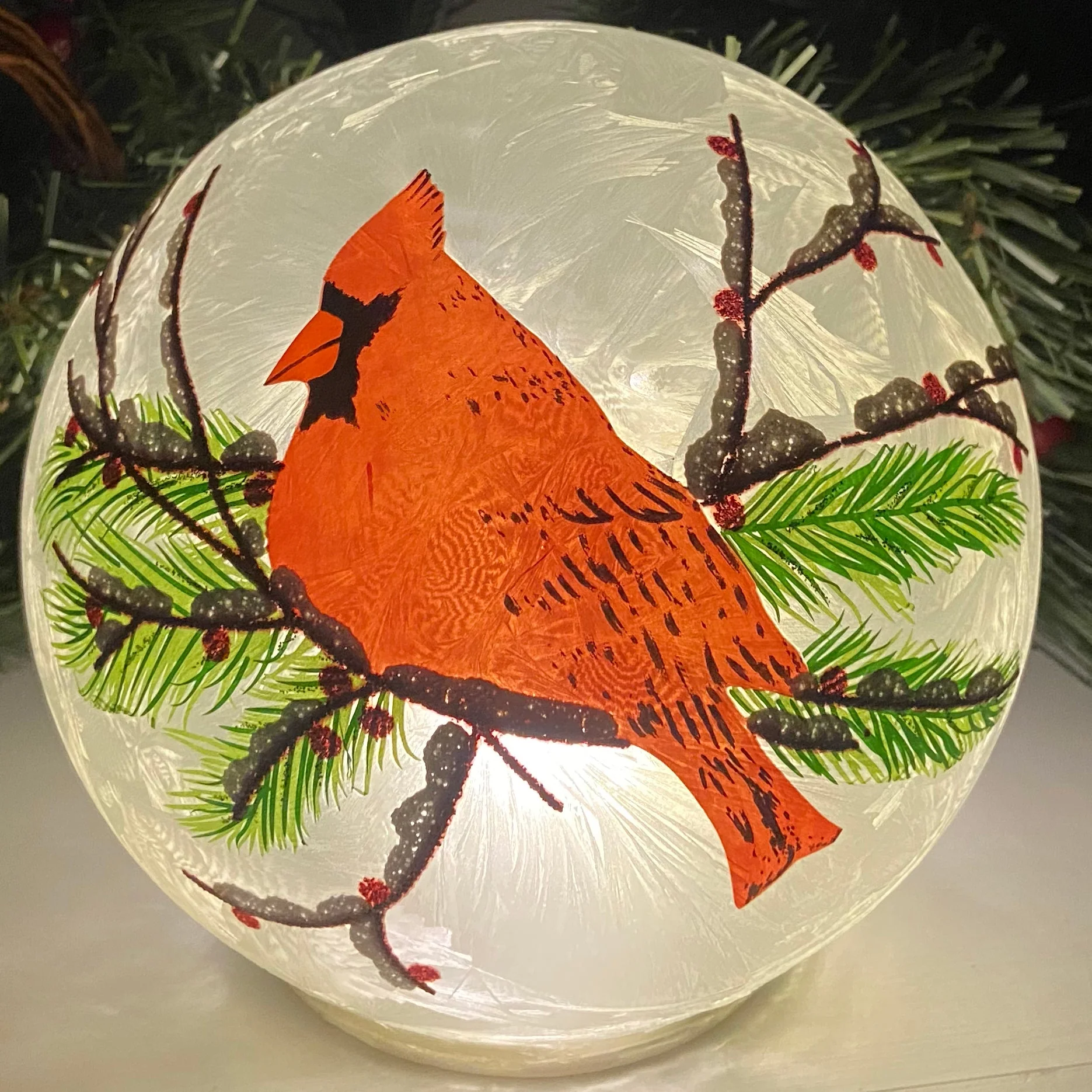 6 Inch Diameter Cardinal Christmas Globe - Image 6