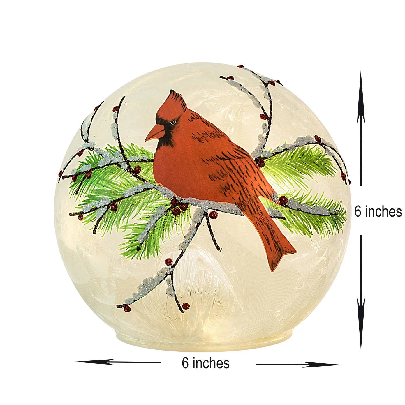 6 Inch Diameter Cardinal Christmas Globe - Image 7