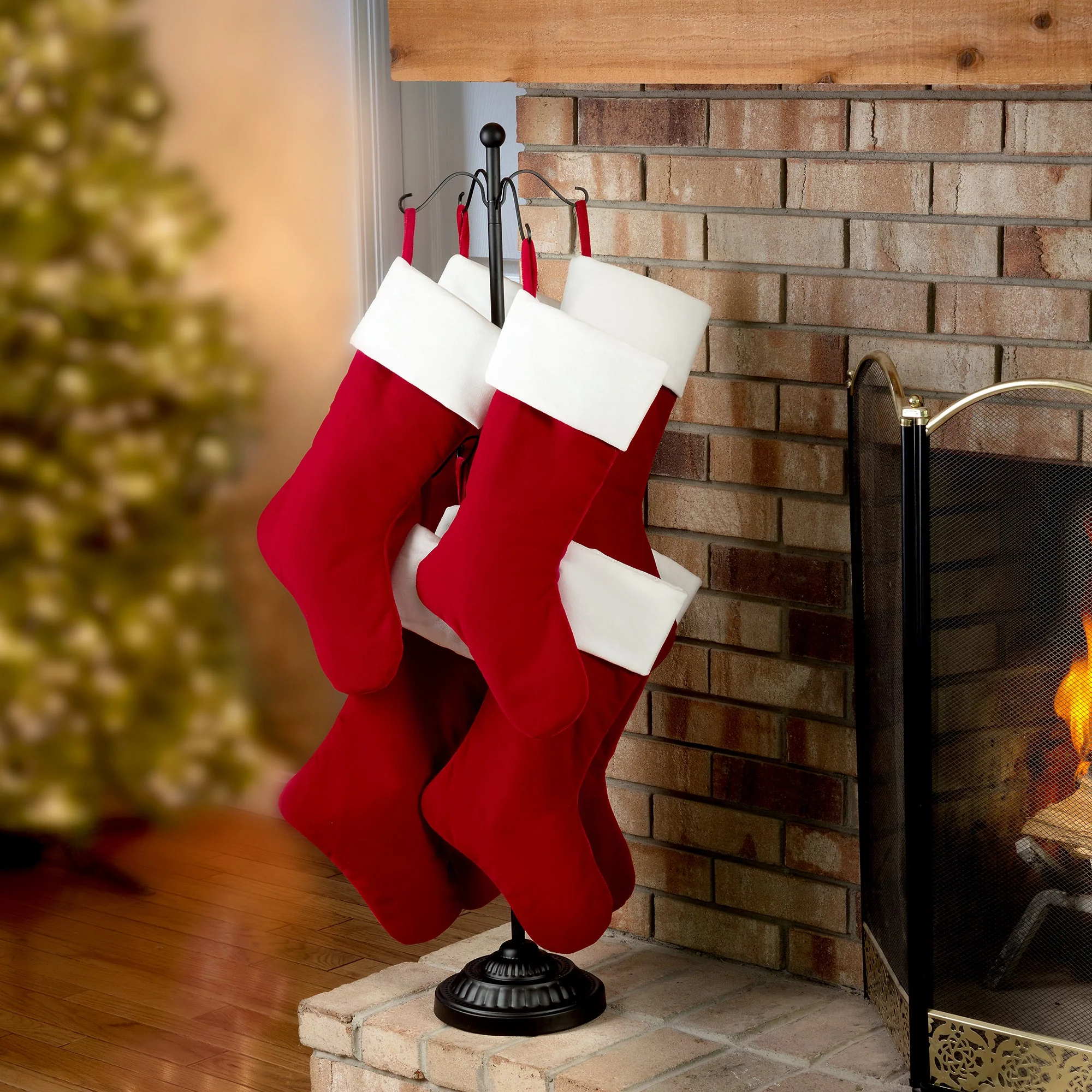 Adapt Adjustable Christmas Stocking Tree Stand - Black or Ivory White - Up to 8 Hooks - Image 4