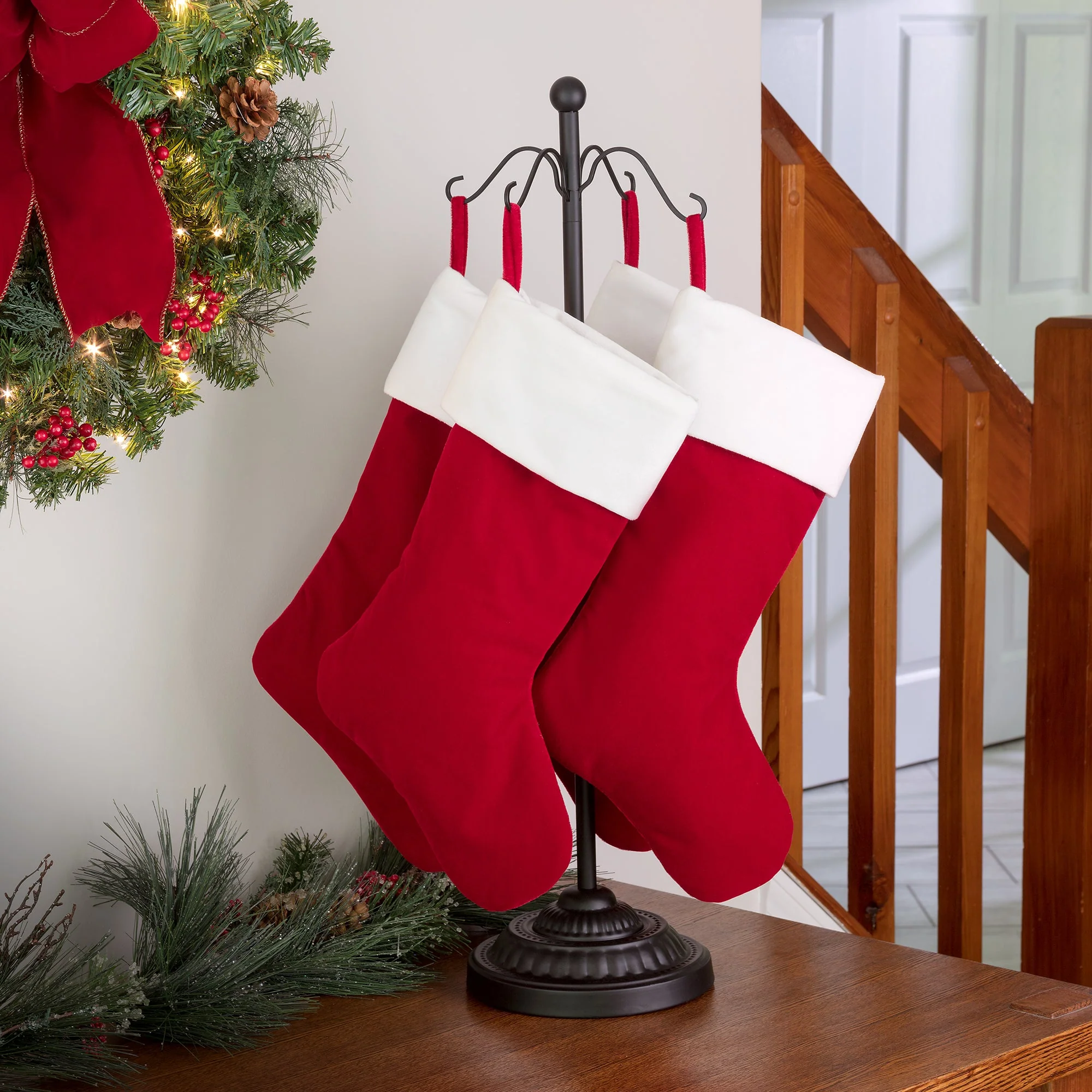 Adapt Adjustable Christmas Stocking Tree Stand - Black or Ivory White - Up to 8 Hooks - Image 7