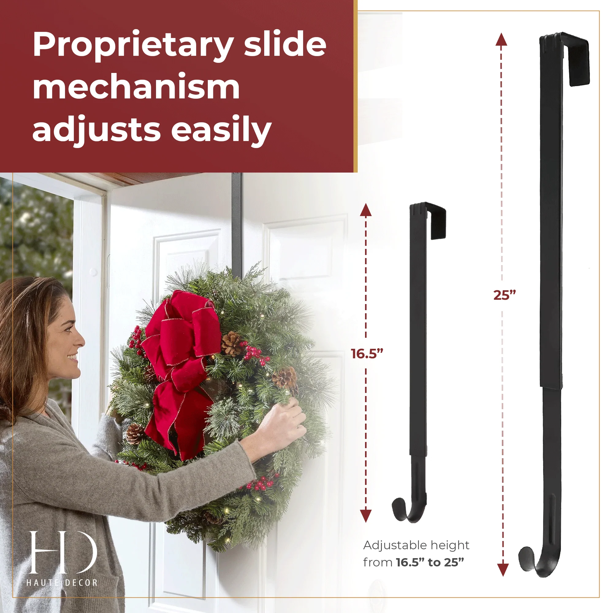 Adapt Adjustable Wreath Hanger with removable Pumpkin - Matte Black - Image 4