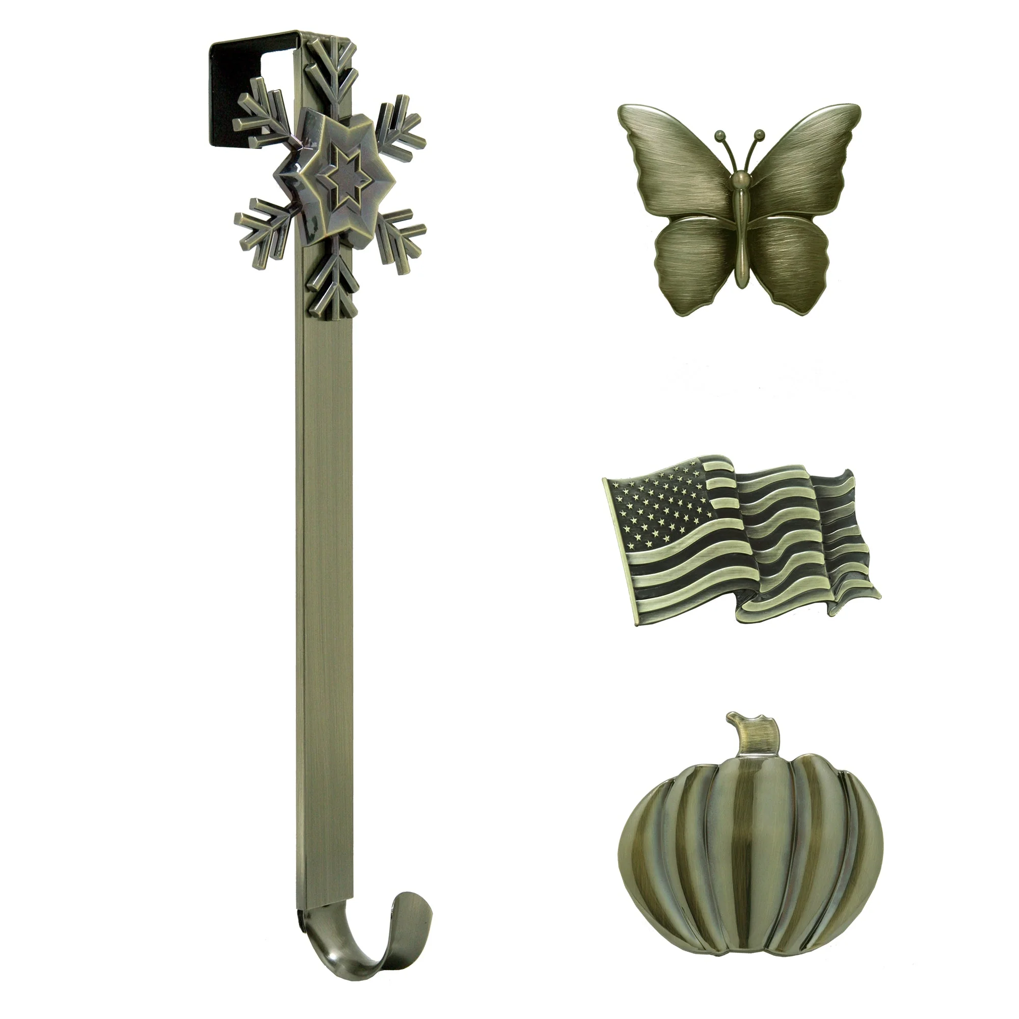 Adapt Adjustable Length Wreath Hanger with 4 Interchangeable Icons - Antique Brass - Image 10