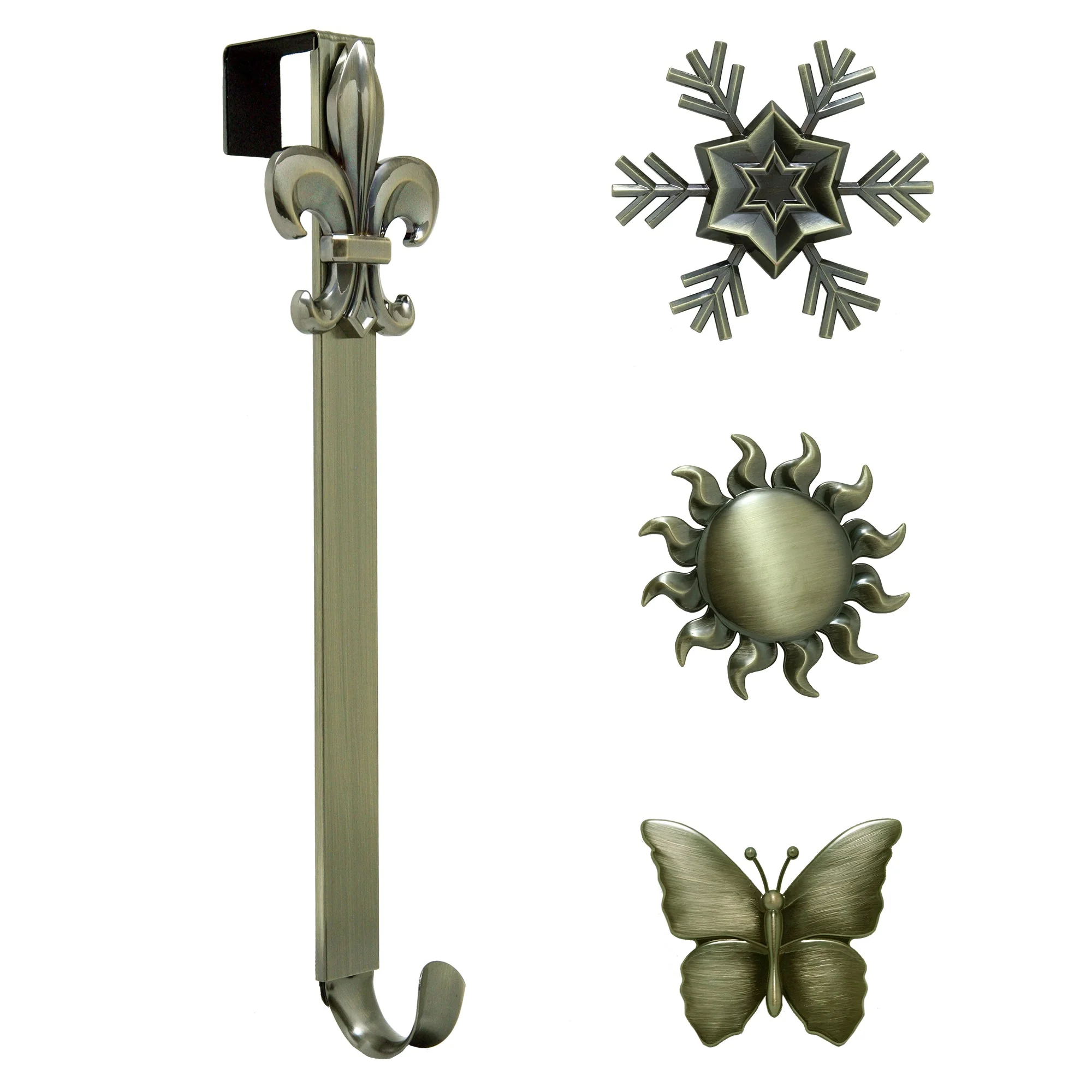 Adapt Adjustable Length Wreath Hanger with 4 Interchangeable Icons - Antique Brass - Image 11