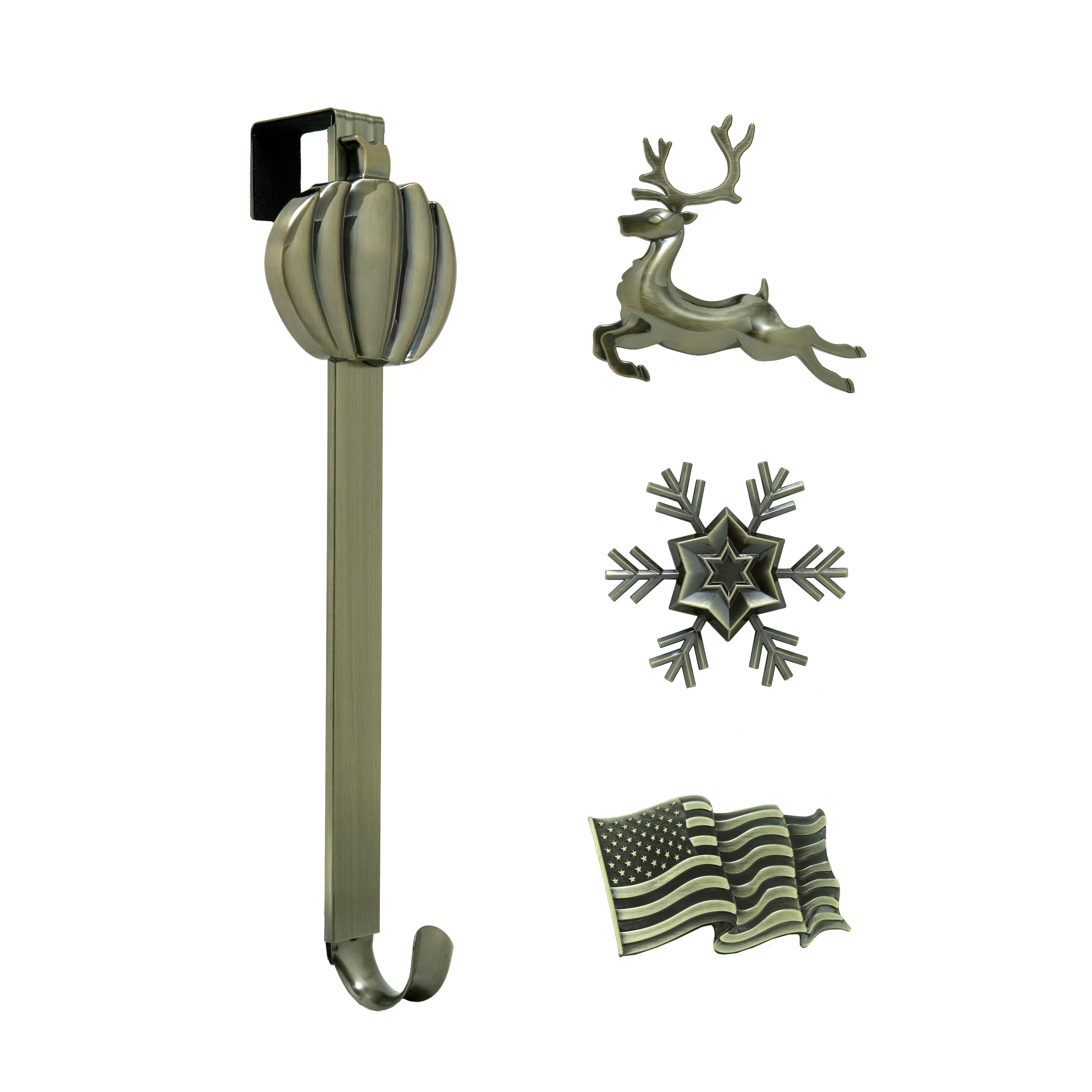 Adapt Adjustable Length Wreath Hanger with 4 Interchangeable Icons - Antique Brass - Image 20