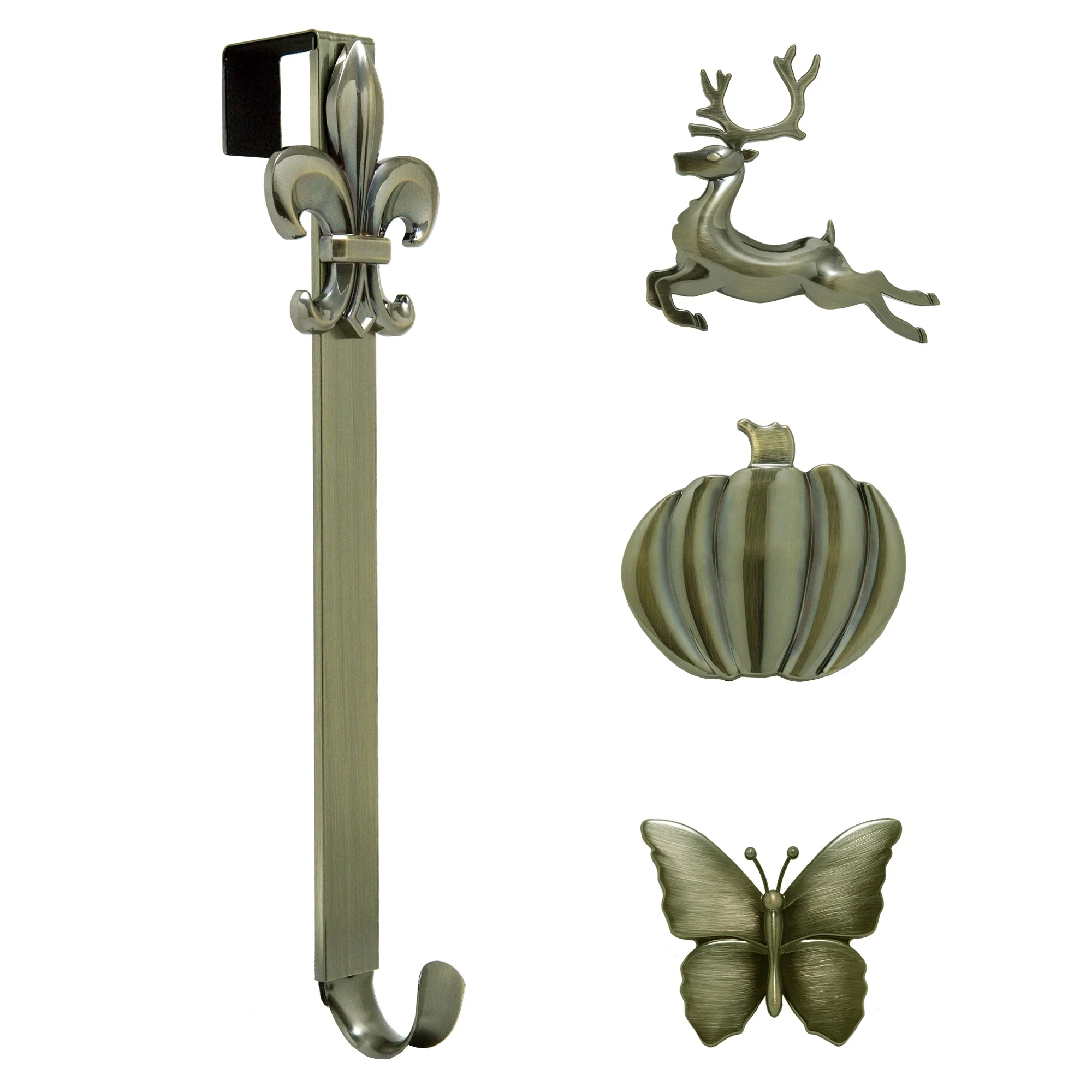 Adapt Adjustable Length Wreath Hanger with 4 Interchangeable Icons - Antique Brass - Image 8
