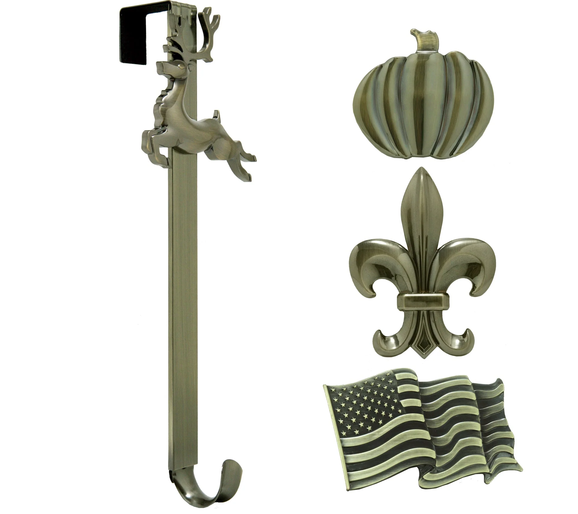 Adapt Adjustable Length Wreath Hanger with 4 Interchangeable Icons - Antique Brass - Image 9