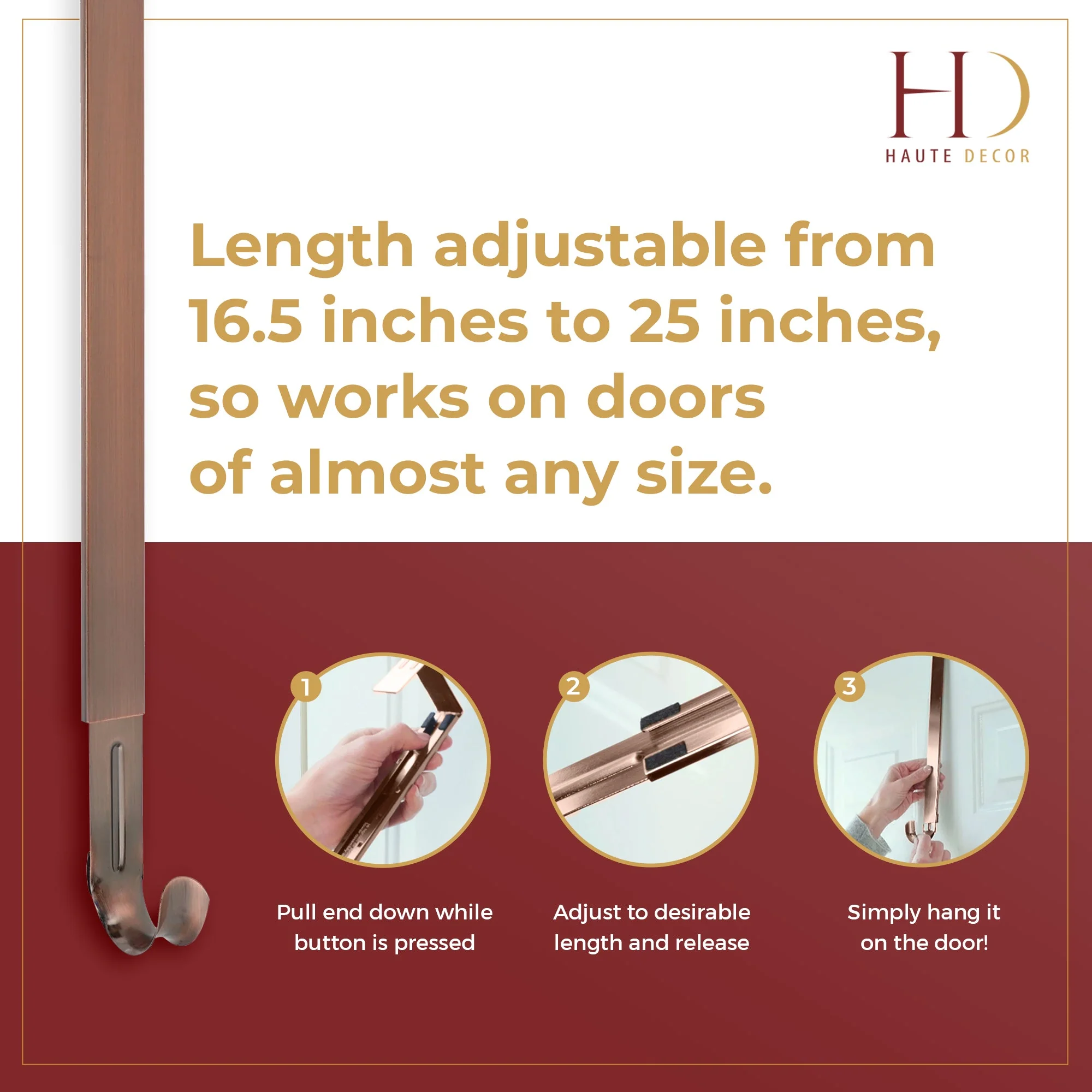 Adapt Adjustable Length Wreath Hanger with 4 Interchangeable Icons - Oil-Rubbed Bronze - Image 18