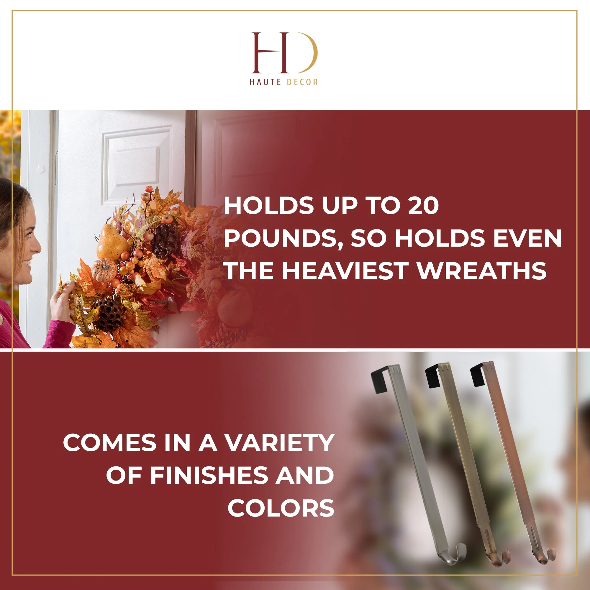 Adapt Adjustable Wreath Hanger with Fleur-de-lis Icon - Oil-Rubbed Bronze - Image 6