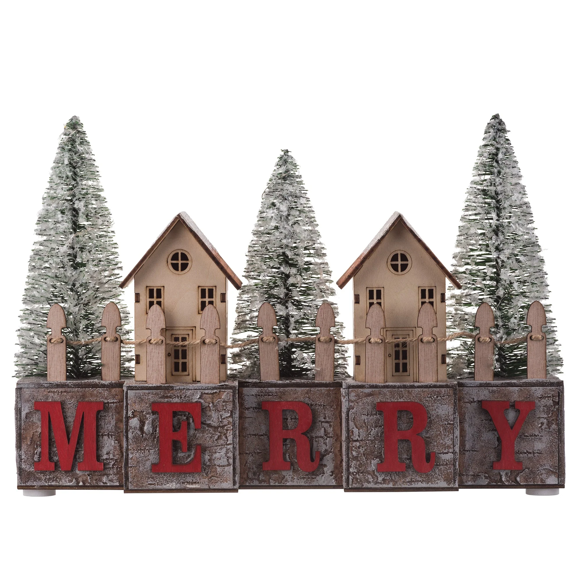 Christmas MERRY LED Pre-Lit Tabletop Decorative Wood Blocks - Image 3