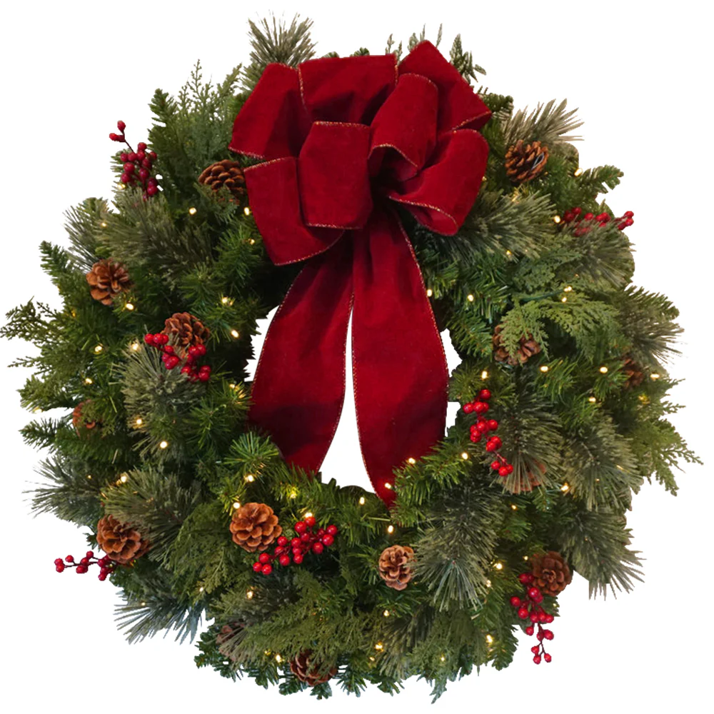30 Inch Classic Pre-lit Christmas Wreath - Image 3
