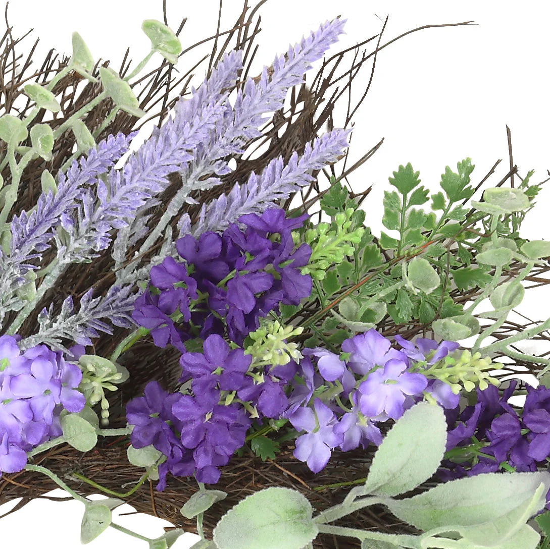 24 Inch Mixed Lavender/Larkspur Wreath - Image 5
