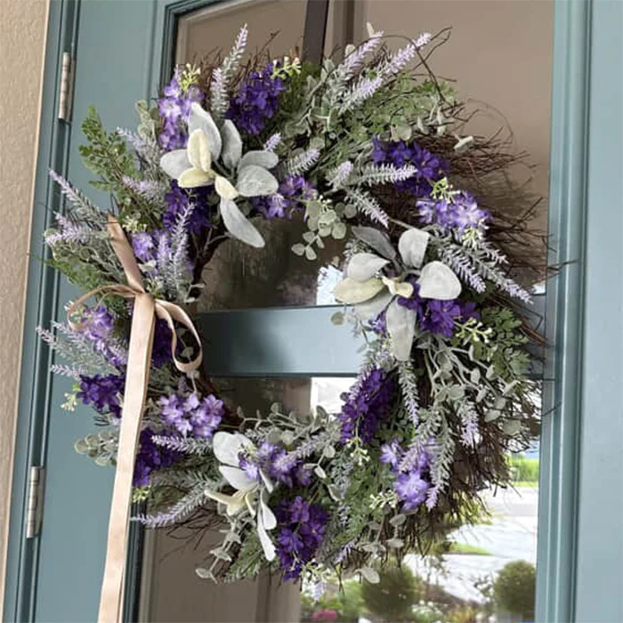 24 Inch Mixed Lavender/Larkspur Wreath - Image 7