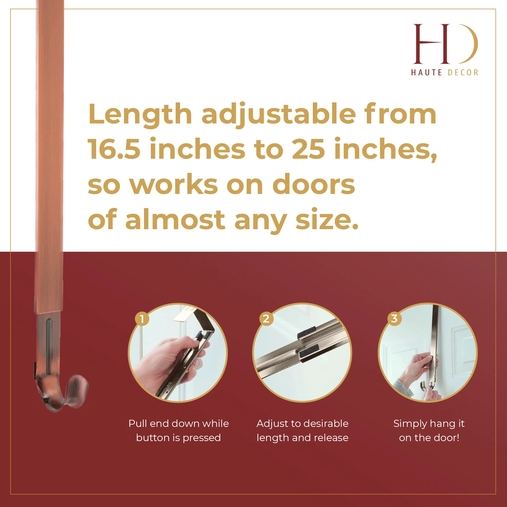 Adapt Adjustable Length Wreath Hanger - Brushed Copper - Image 12