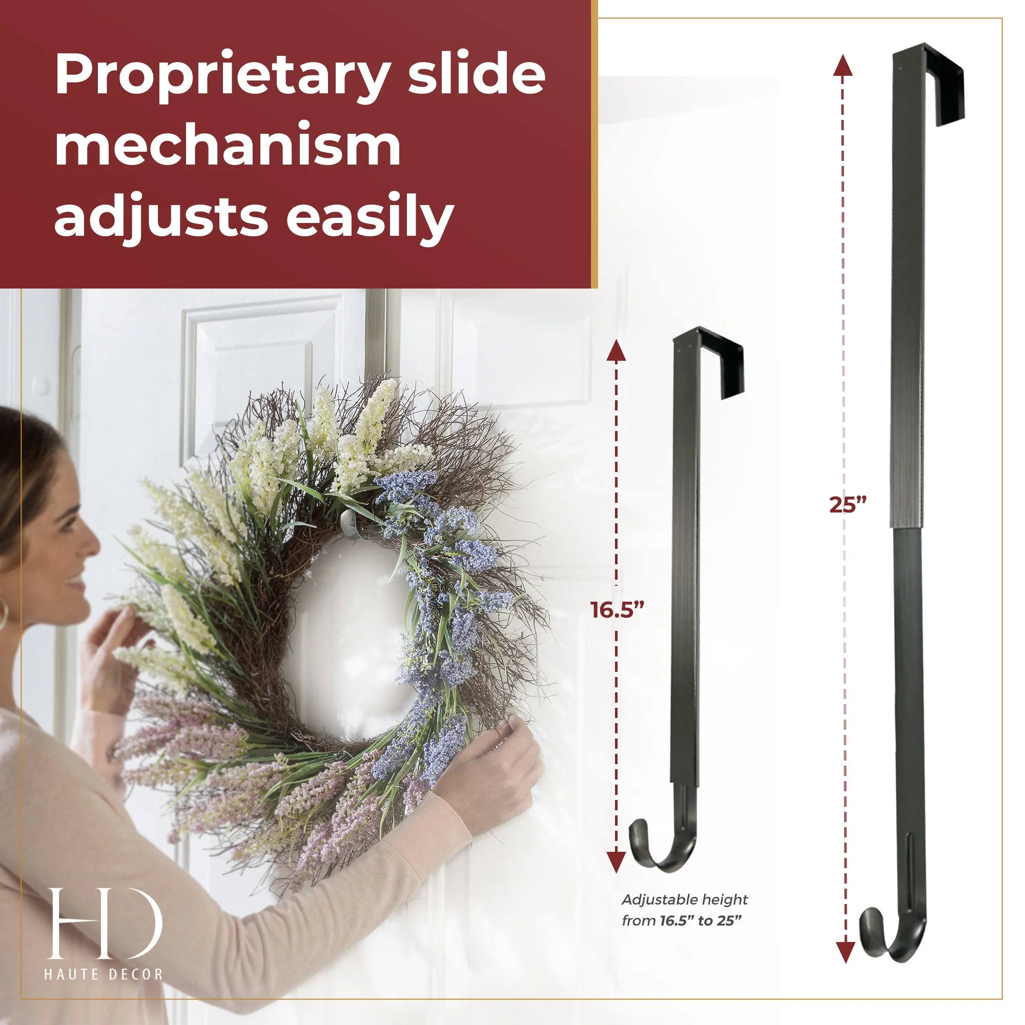 Adapt Adjustable Length Wreath Hanger - Brushed Nickel - Image 4
