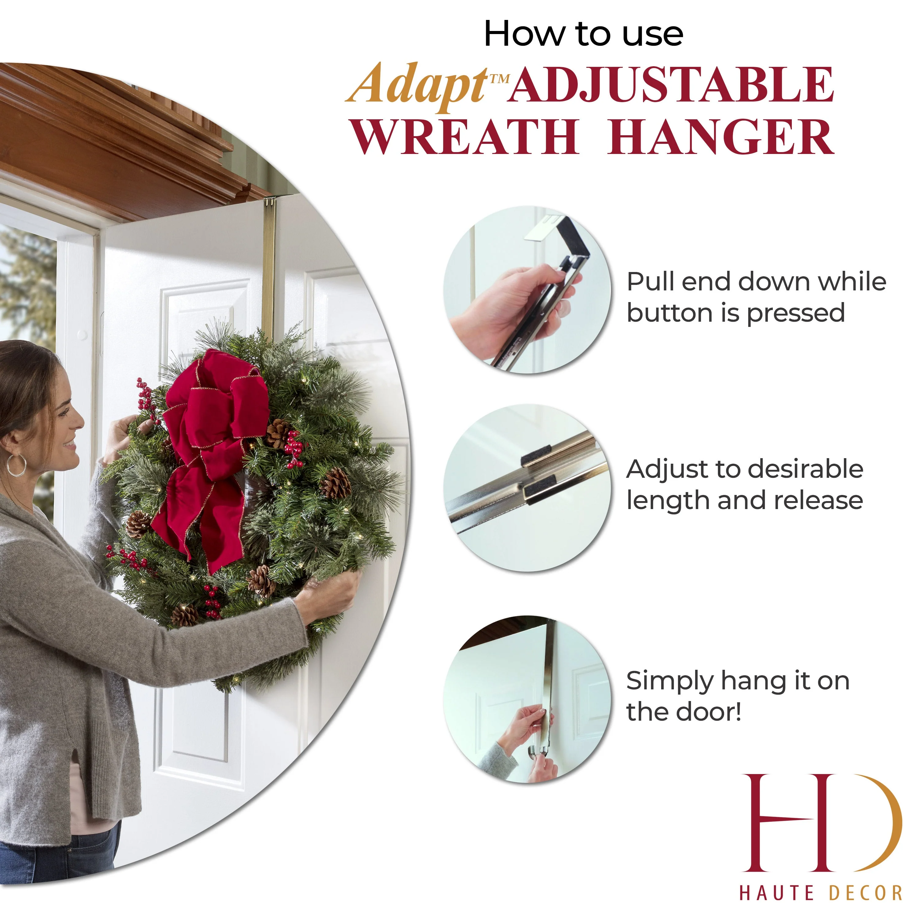 Adapt Adjustable Length Wreath Hanger - Brushed Nickel - Image 6