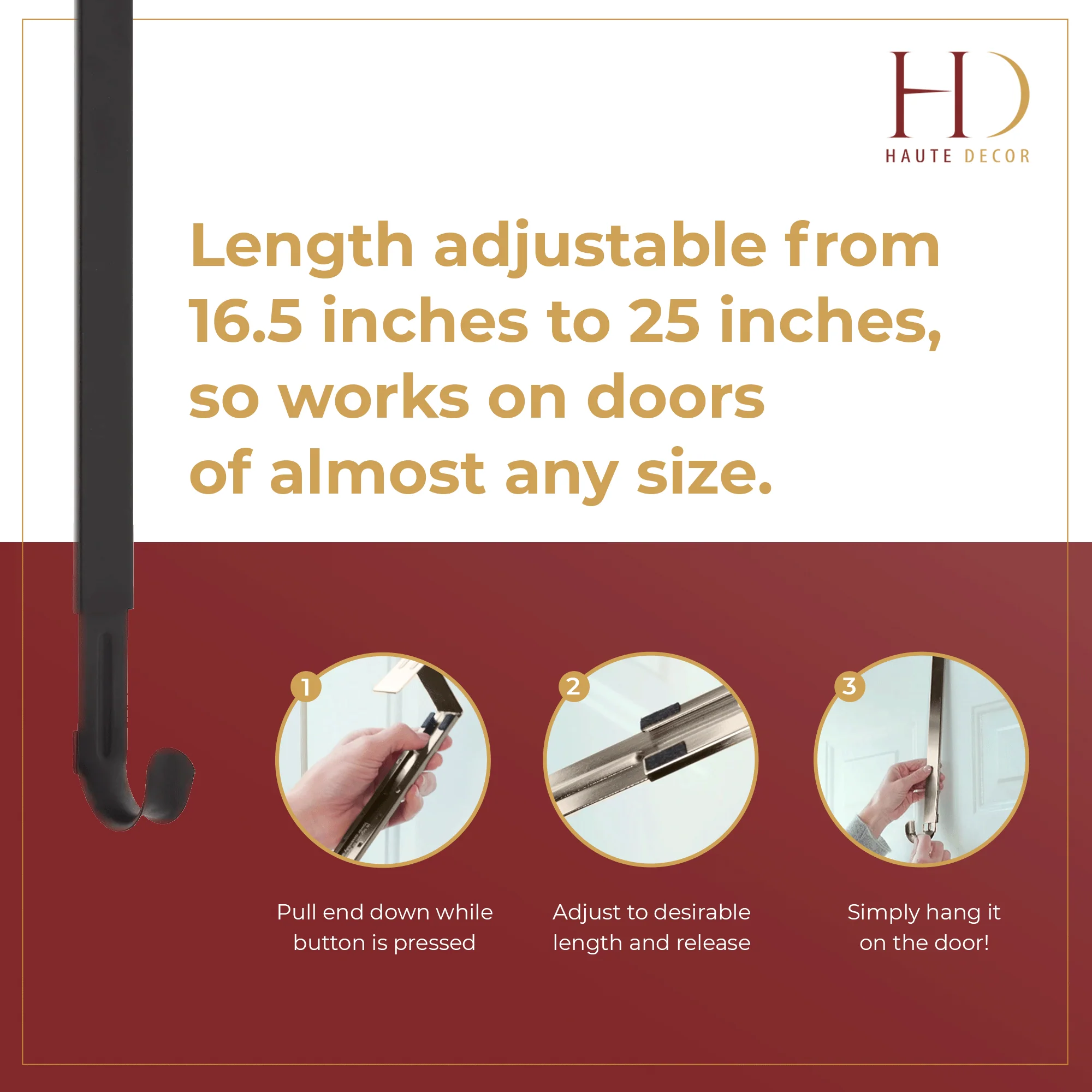 Adapt Adjustable Length Wreath Hanger - Matte Black - Image 15