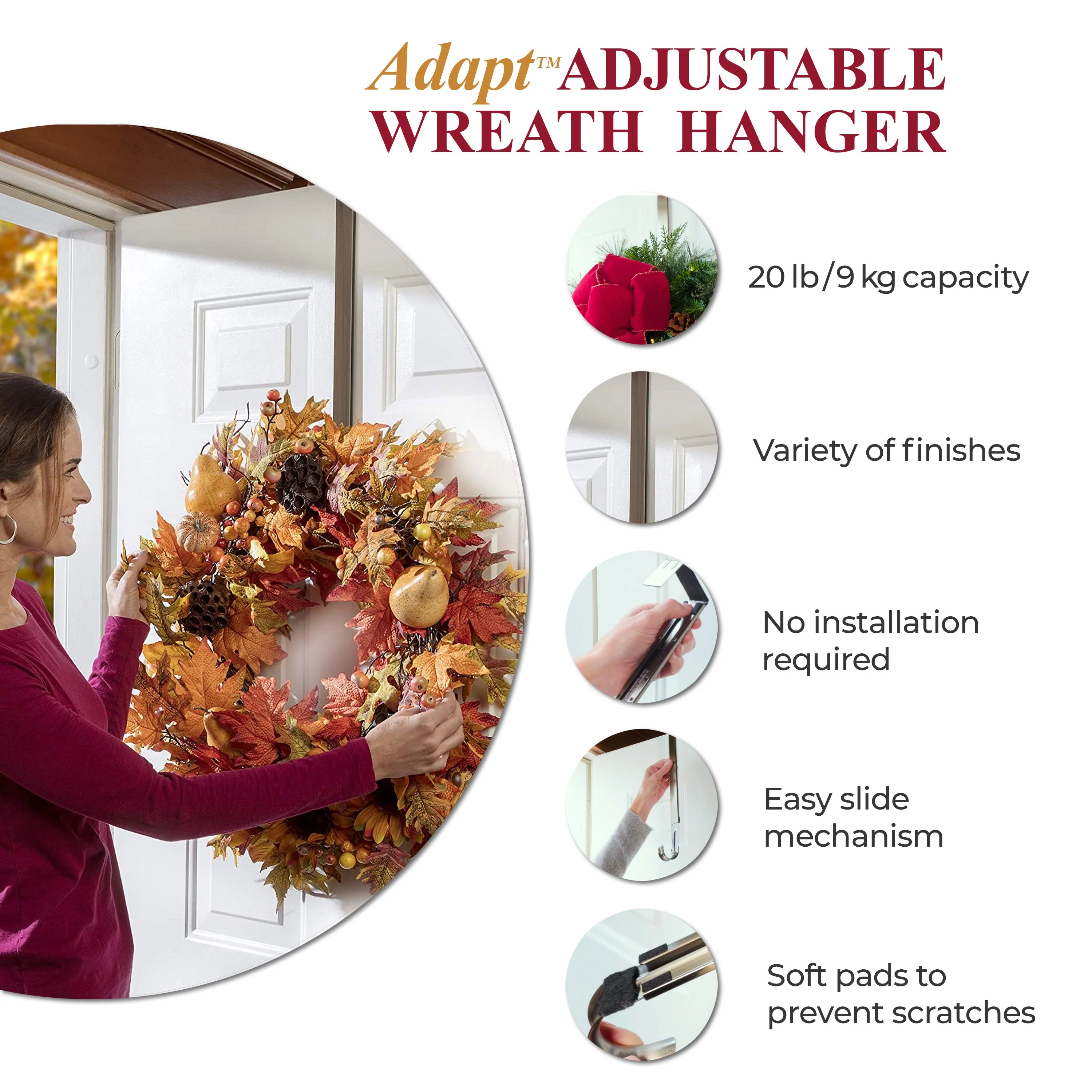 Adapt Adjustable Length Wreath Hanger - Matte Black - Image 9