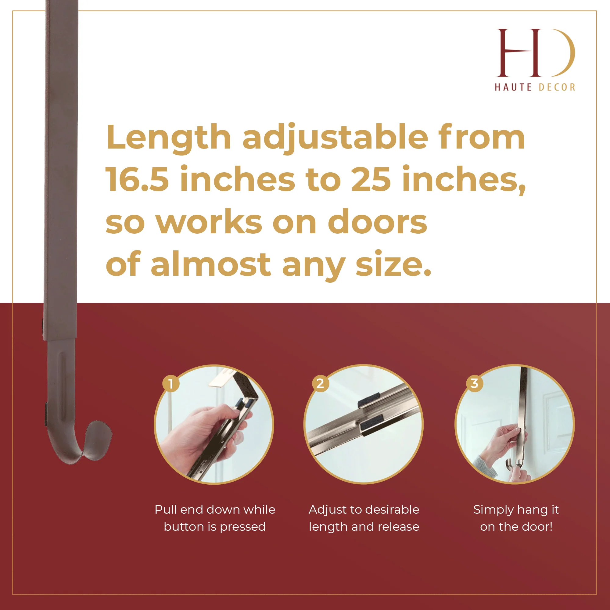 Adapt Adjustable Length Wreath Hanger - Matte Brown - Image 10