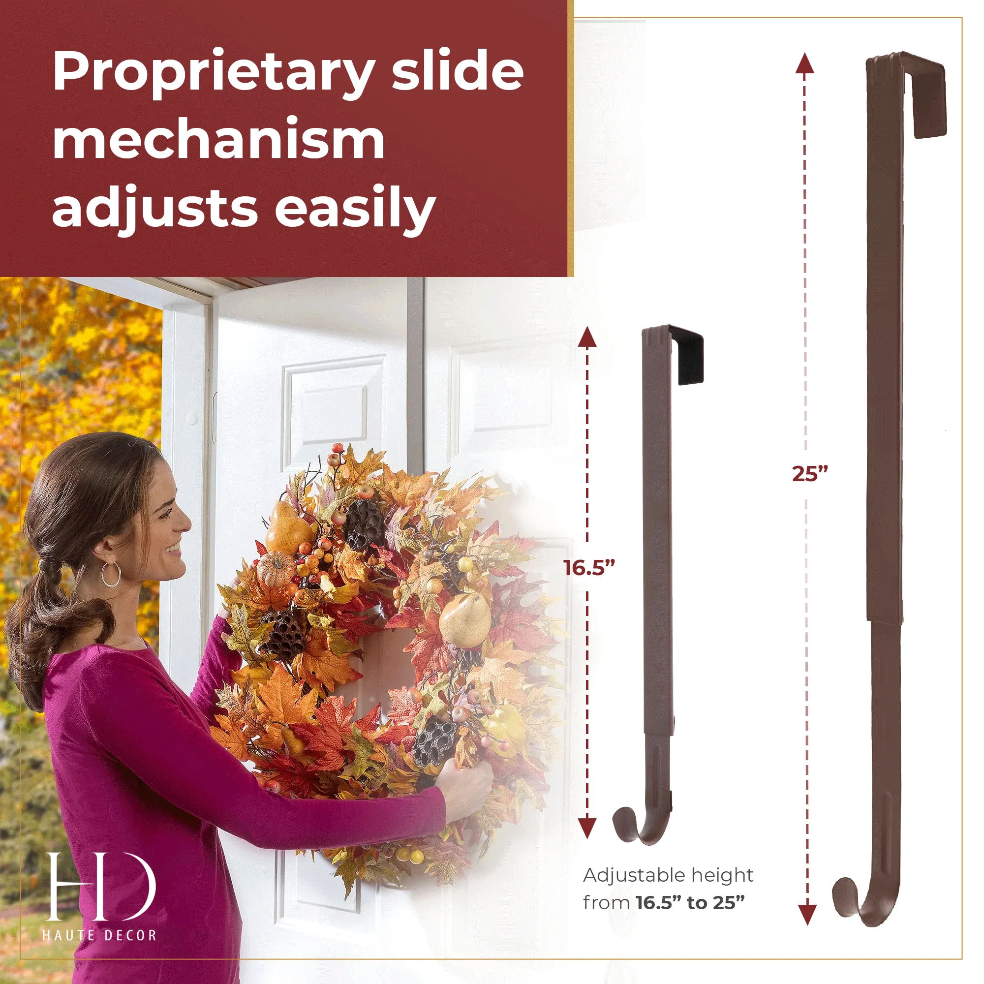 Adapt Adjustable Length Wreath Hanger - Matte Brown - Image 8