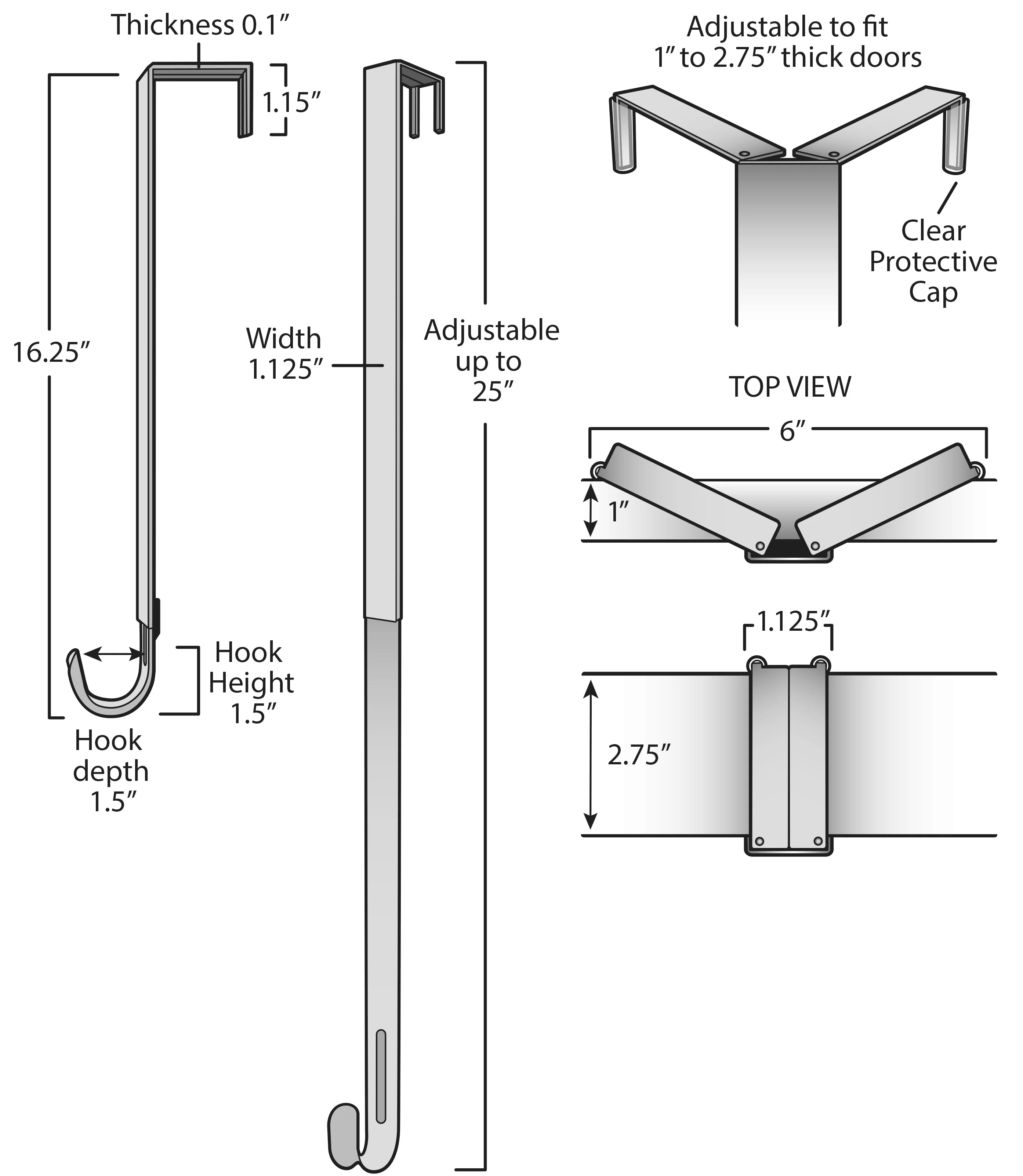 Adapt Adjustable Wreath Hanger, Top & Length Adjustable Version - Brushed Nickel - Image 8