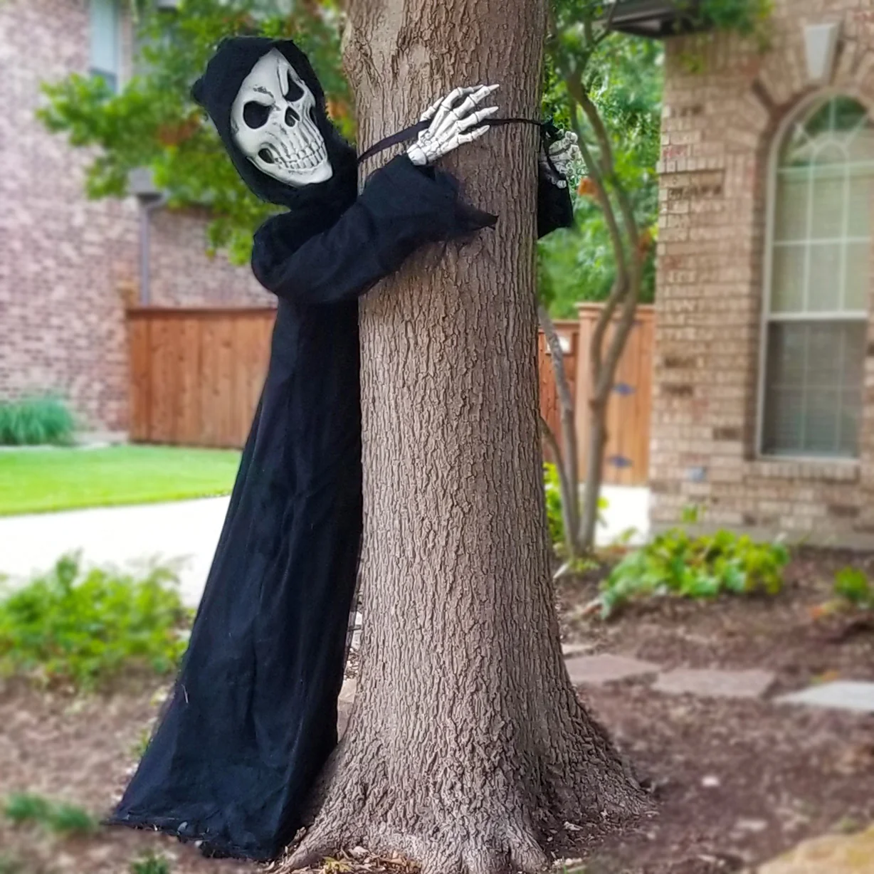 Tree Huggerz 8 Foot Tall Halloween Skeleton in Black Robe - Image 5