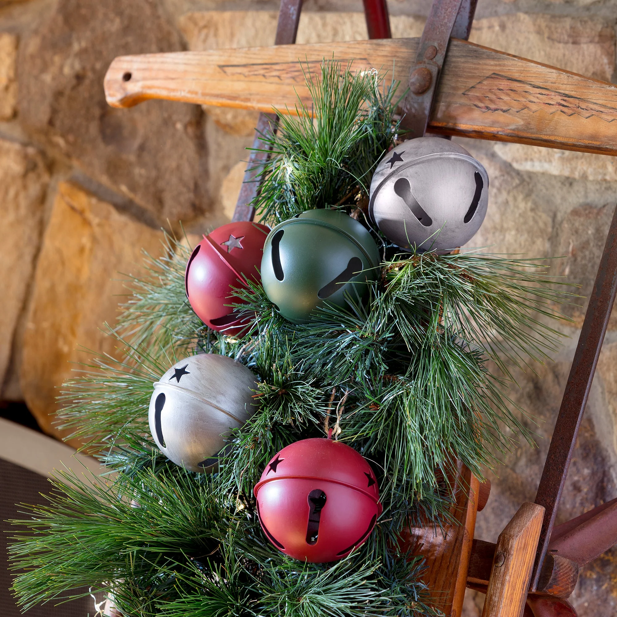 Jingle Bell Ornaments (large version) - 6 Pack - Green - Image 3
