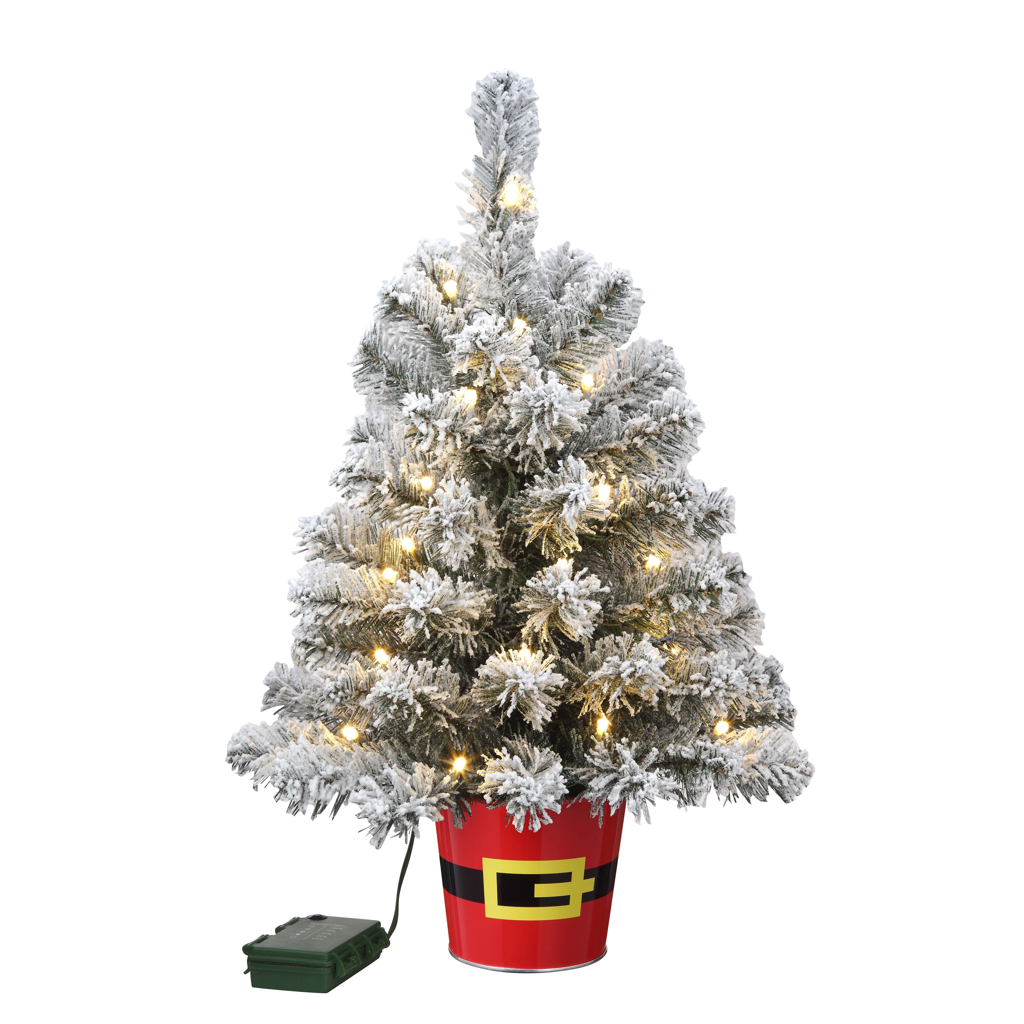 Night Night Tree in Red Metal Santa Belt Pot - Unique Night Light 20 inch Christmas Tree with 4 Brightness Settings and Auto Timer - Image 10